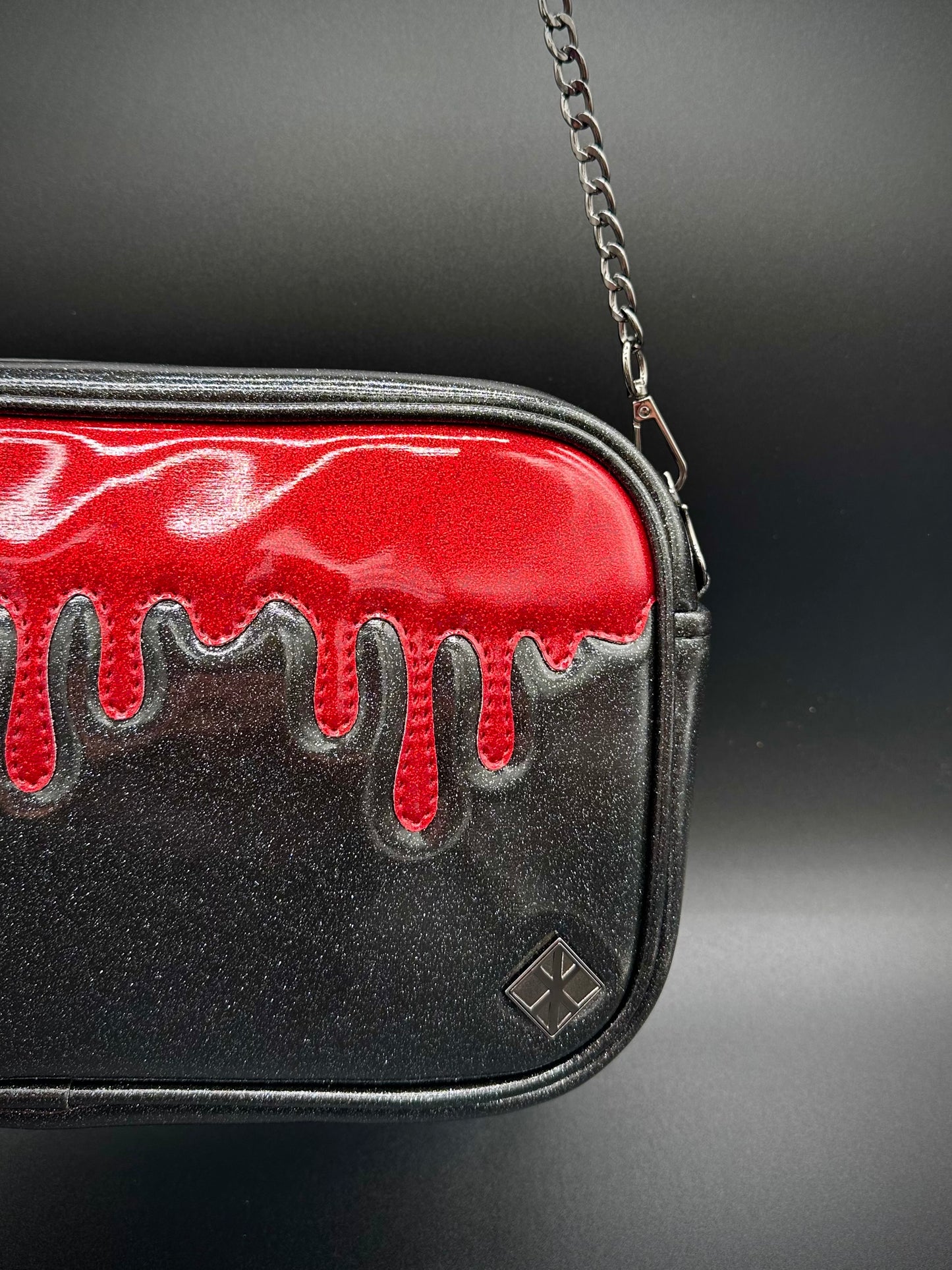 Blood Drip Mini Boxer - Black and Blood Red Glitter Vinyls