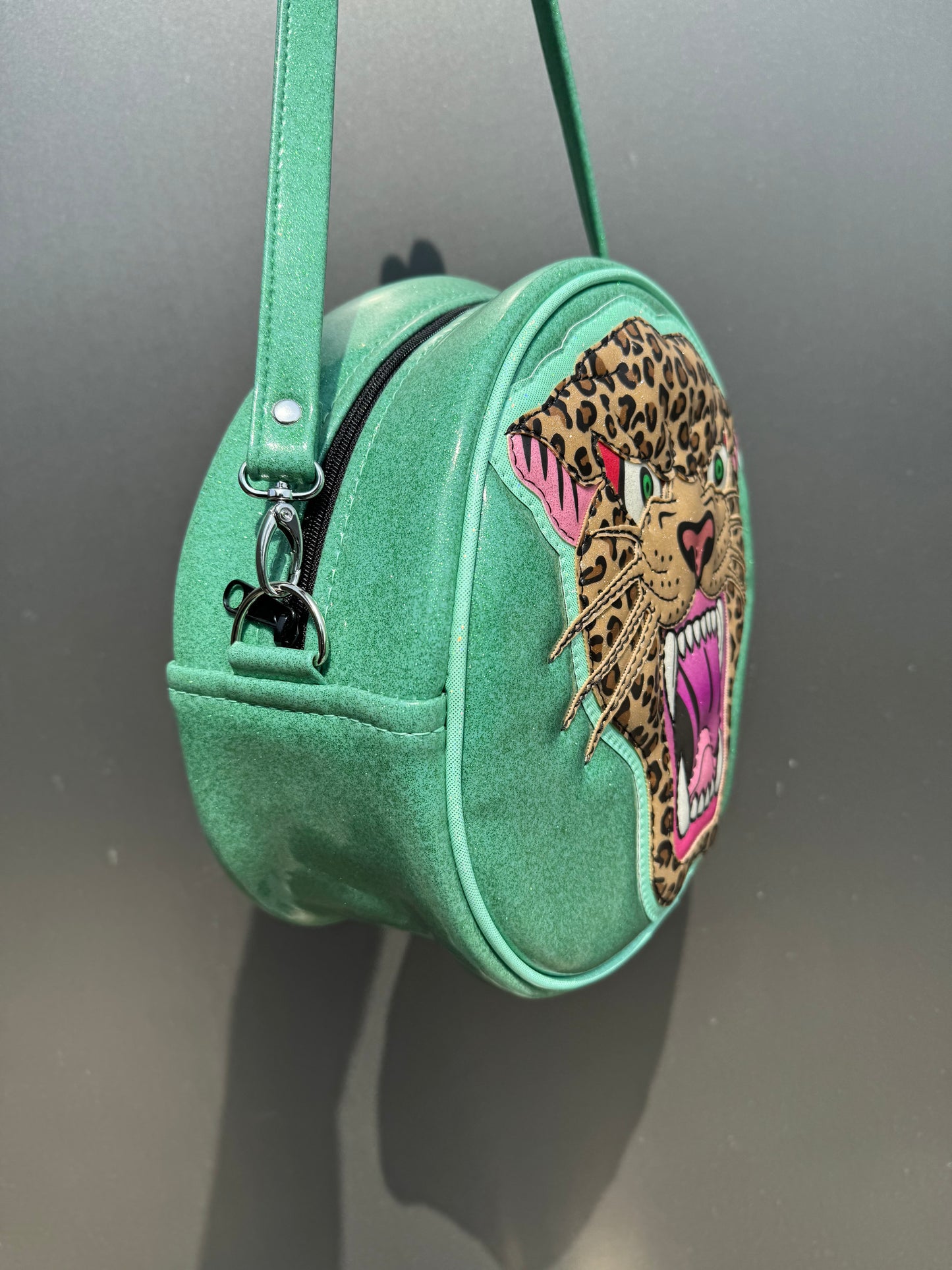 Cleopard - Mint Glitter Vinyl with Printed Leopard