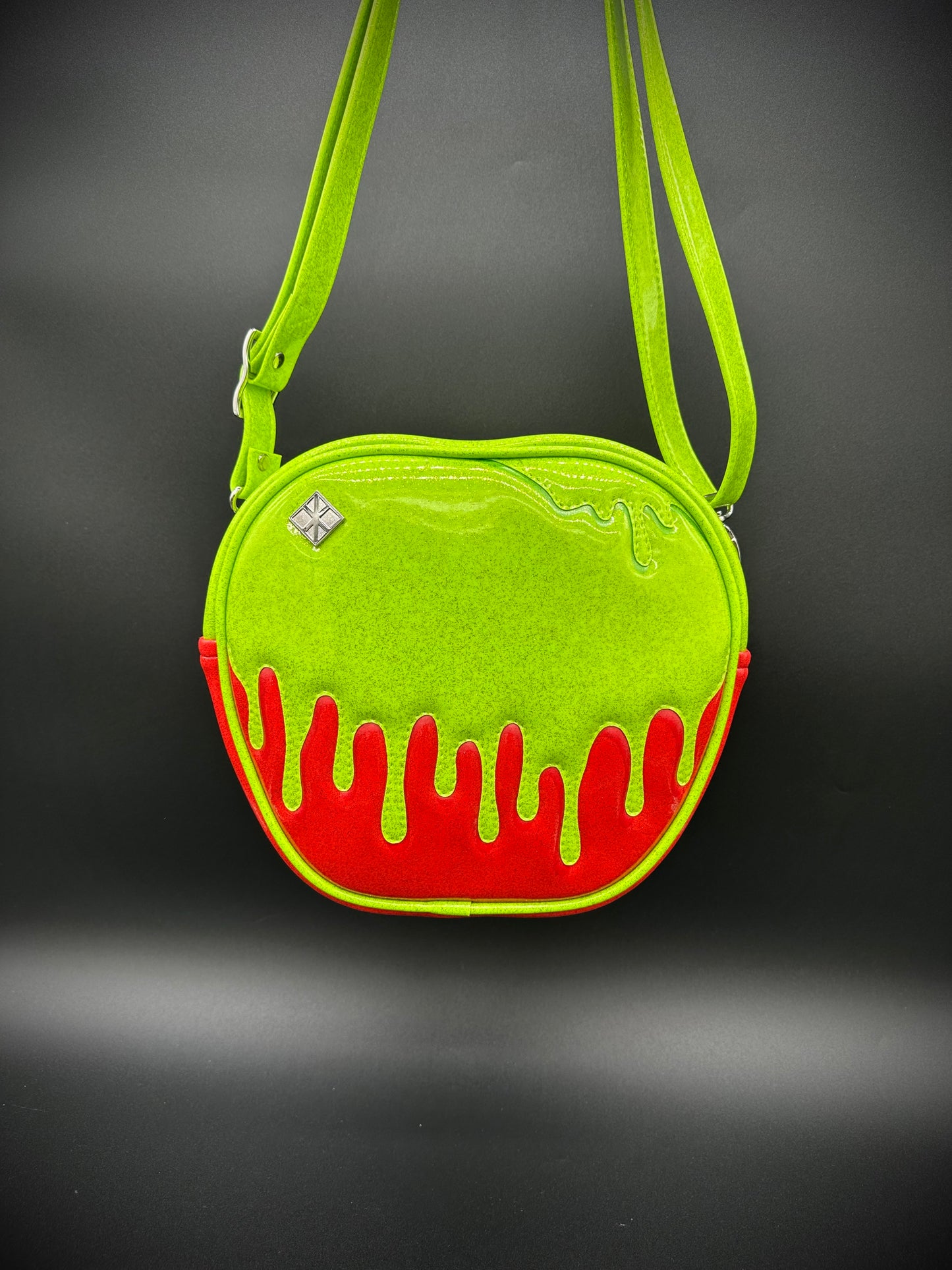 Poison Apple Bag - Neon Lime Glitter Vinyl & Ruby Red Glitter Vinyl