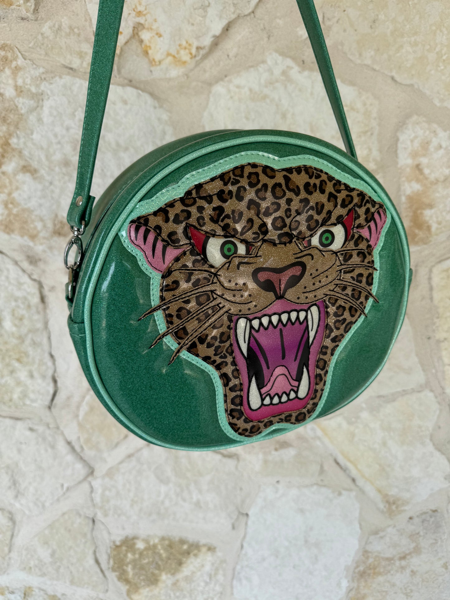 Cleopard - Mint Glitter Vinyl with Printed Leopard