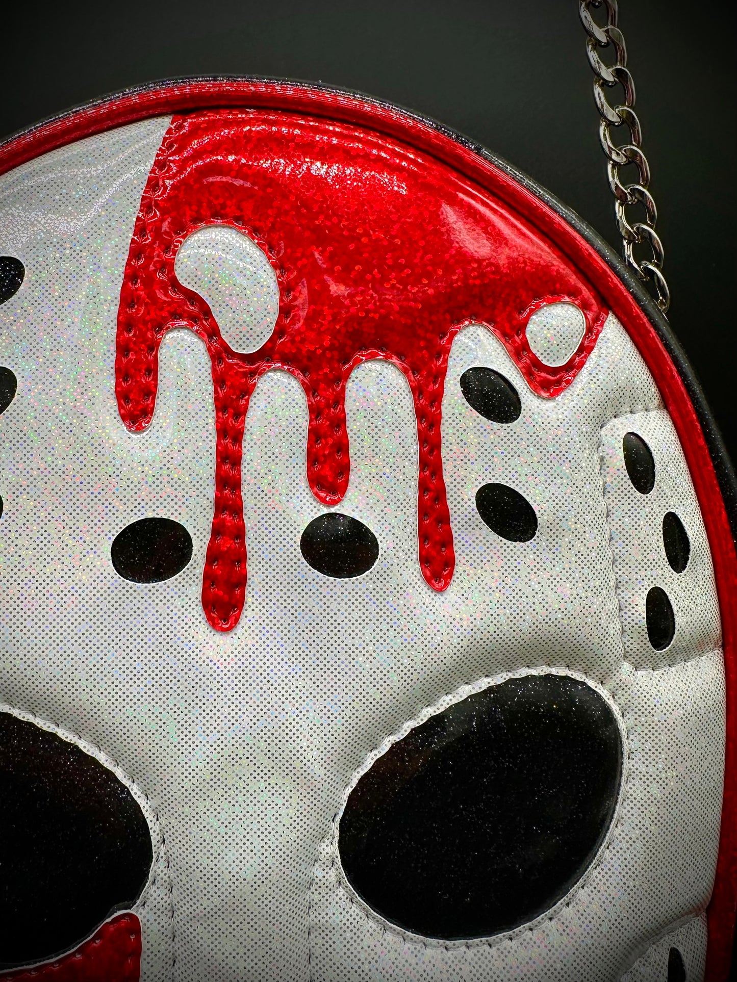 Bloody Hockey Mask - Black Glitter and Holo Vinyl
