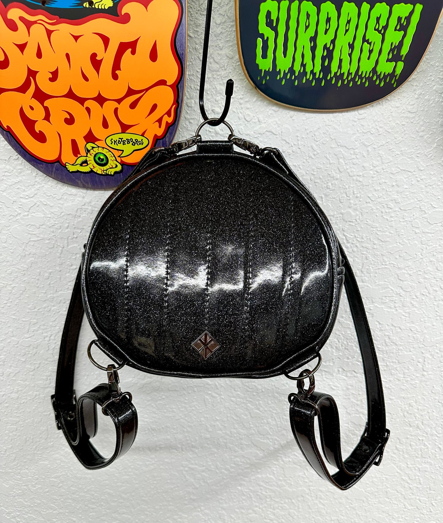xX Eye BACKPACK/Crossbody - Black Glitter with Green Holo Glitter *PRE-ORDER