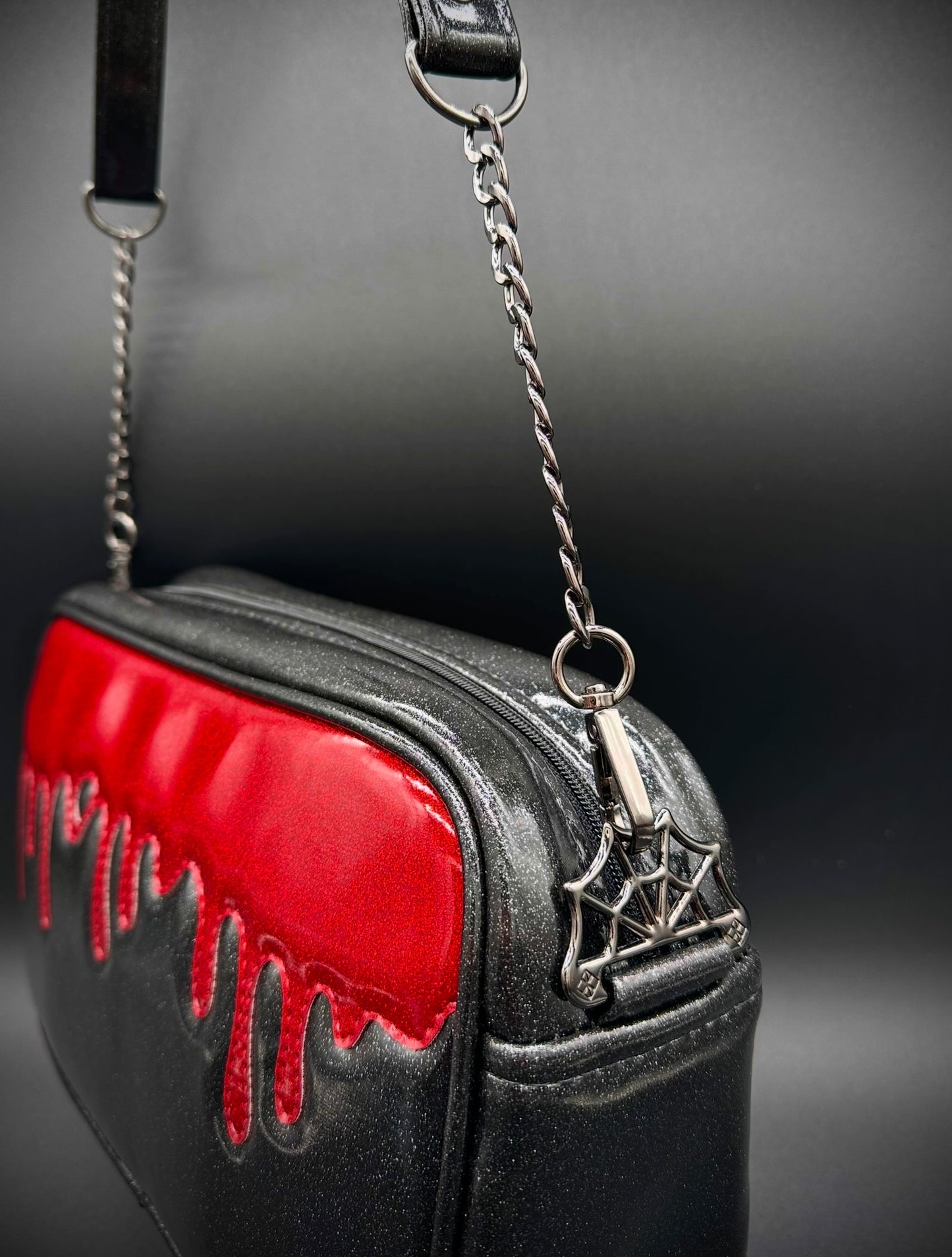 Blood Drip Mini Boxer - Black and Blood Red Glitter Vinyls