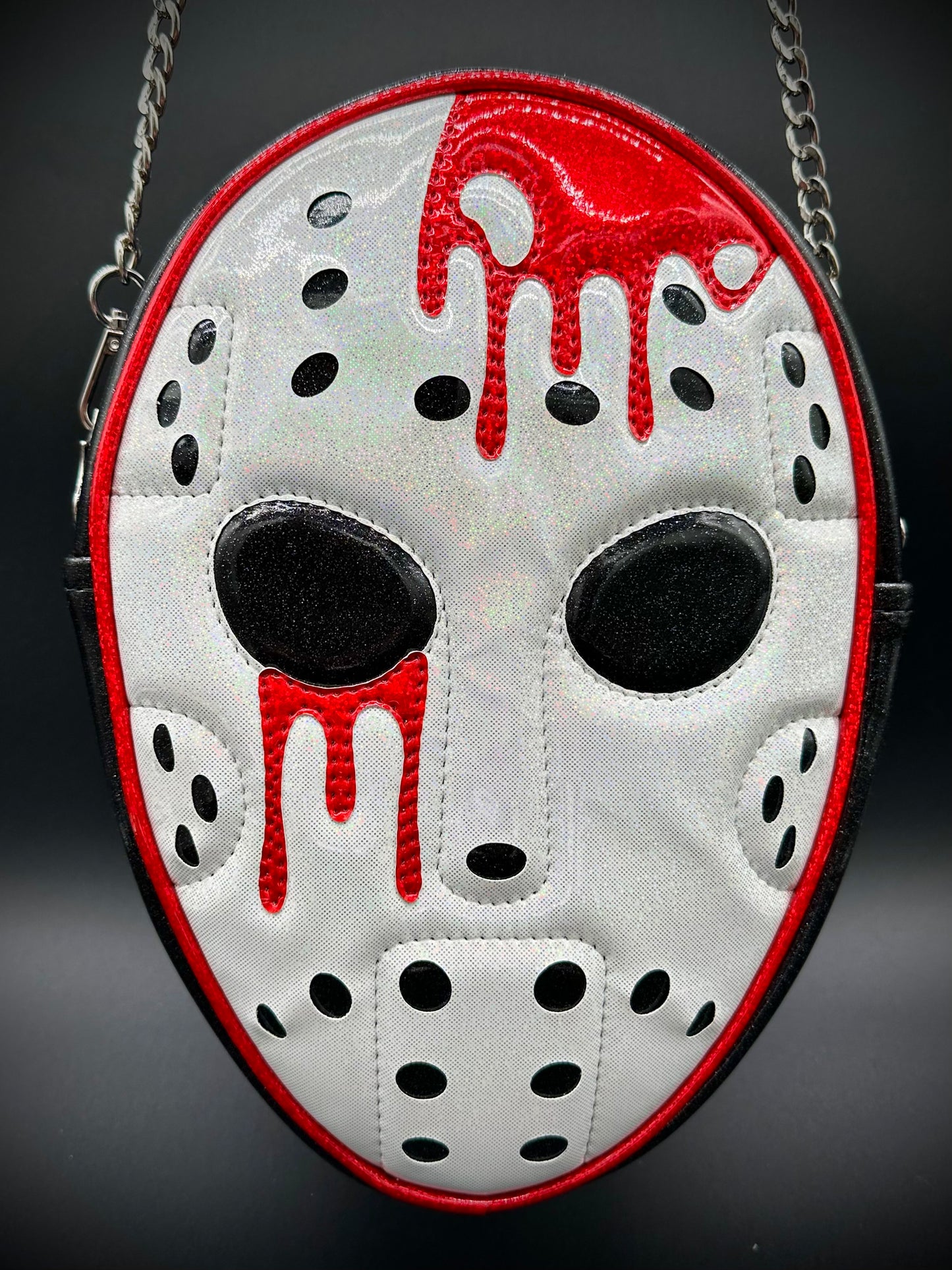 Bloody Hockey Mask - Black Glitter and Holo Vinyl