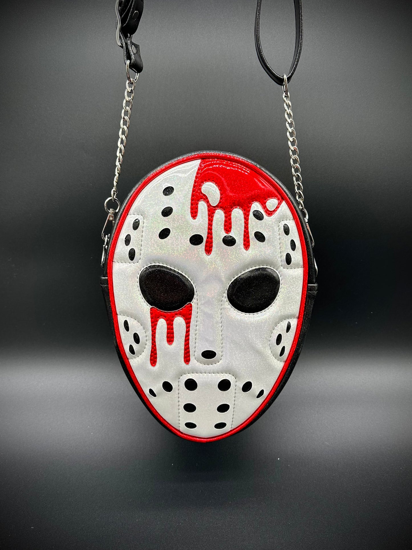 Bloody Hockey Mask - Black Glitter and Holo Vinyl