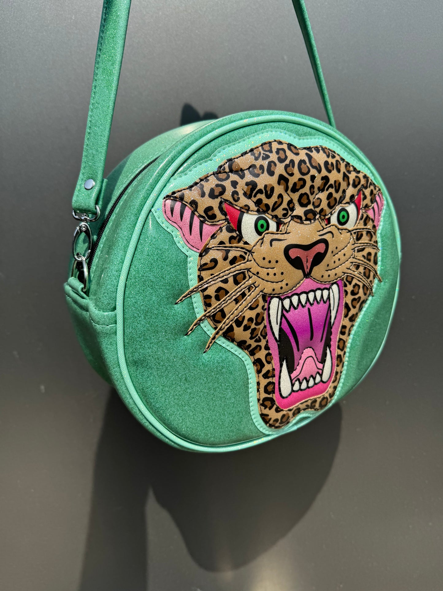 Cleopard - Mint Glitter Vinyl with Printed Leopard