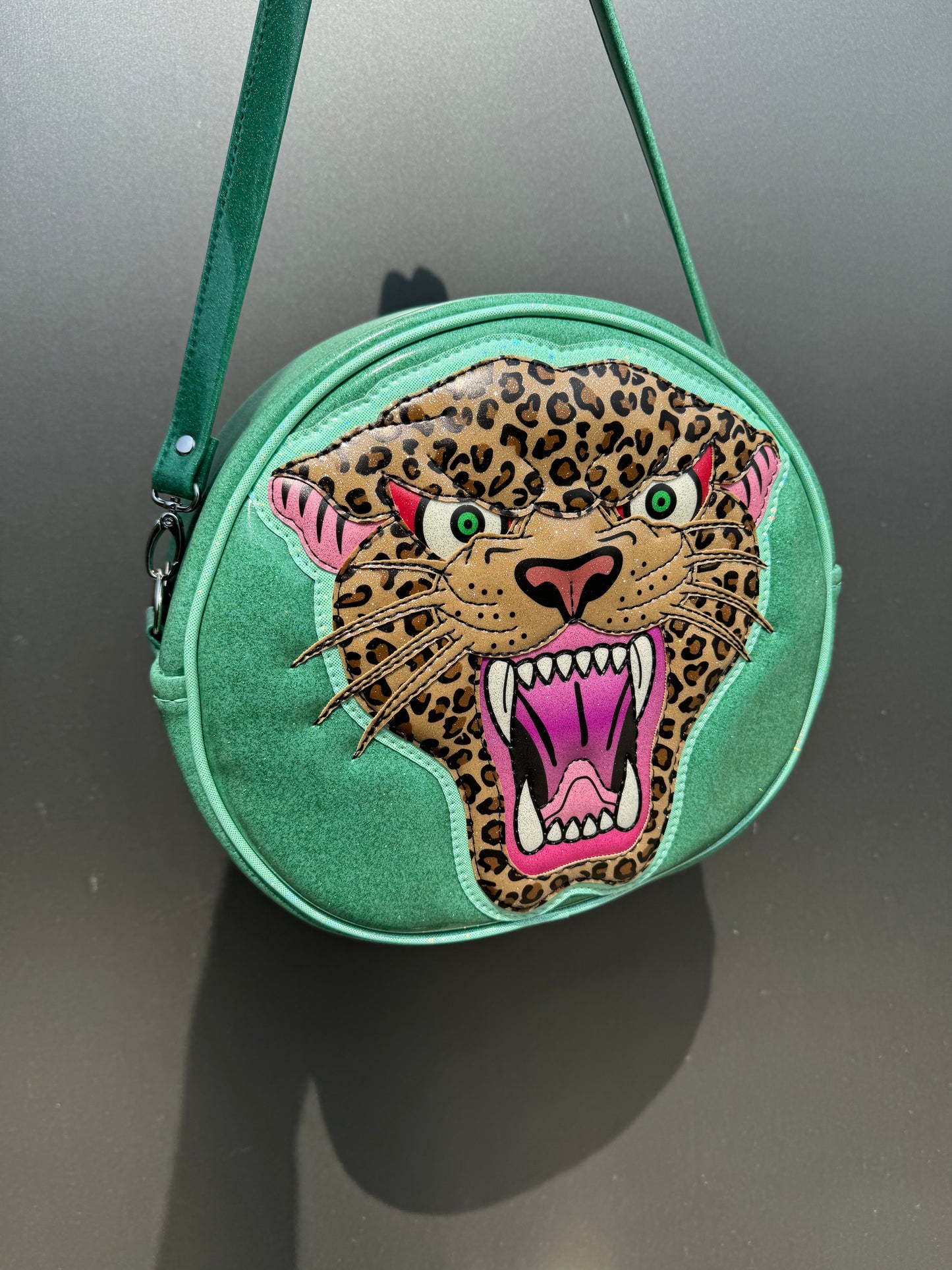 Cleopard - Mint Glitter Vinyl with Printed Leopard