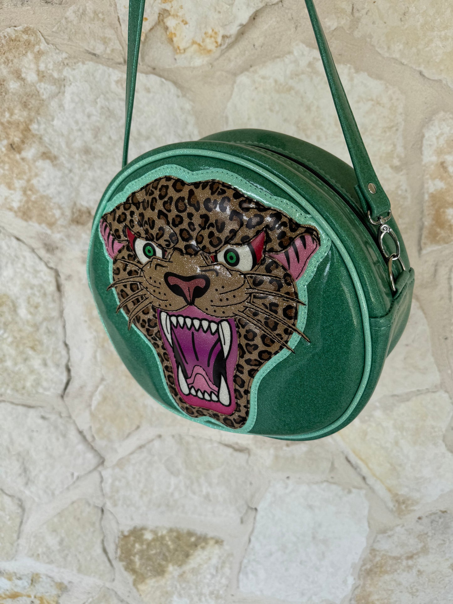 Cleopard - Mint Glitter Vinyl with Printed Leopard