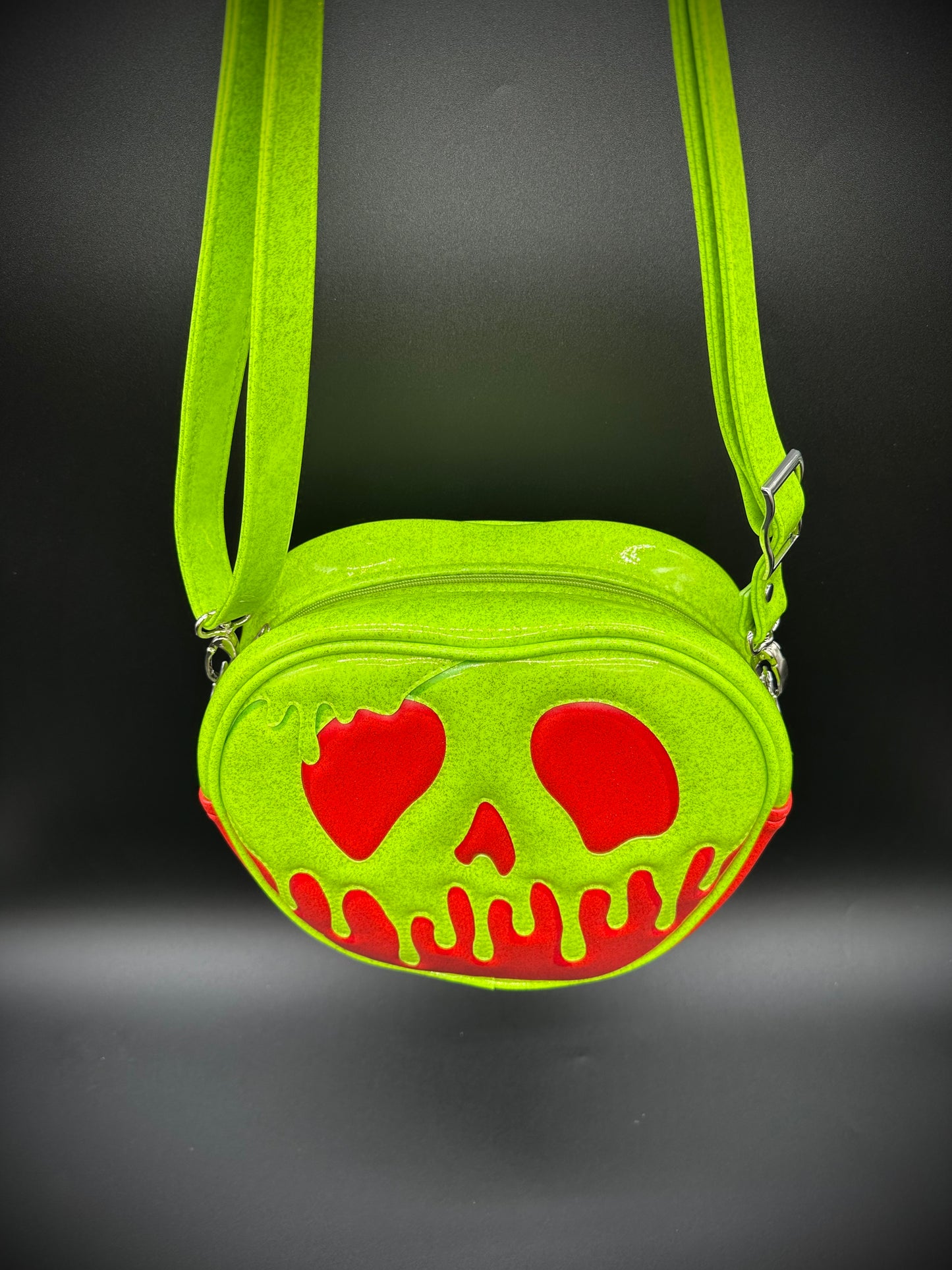 Poison Apple Bag - Neon Lime Glitter Vinyl & Ruby Red Glitter Vinyl