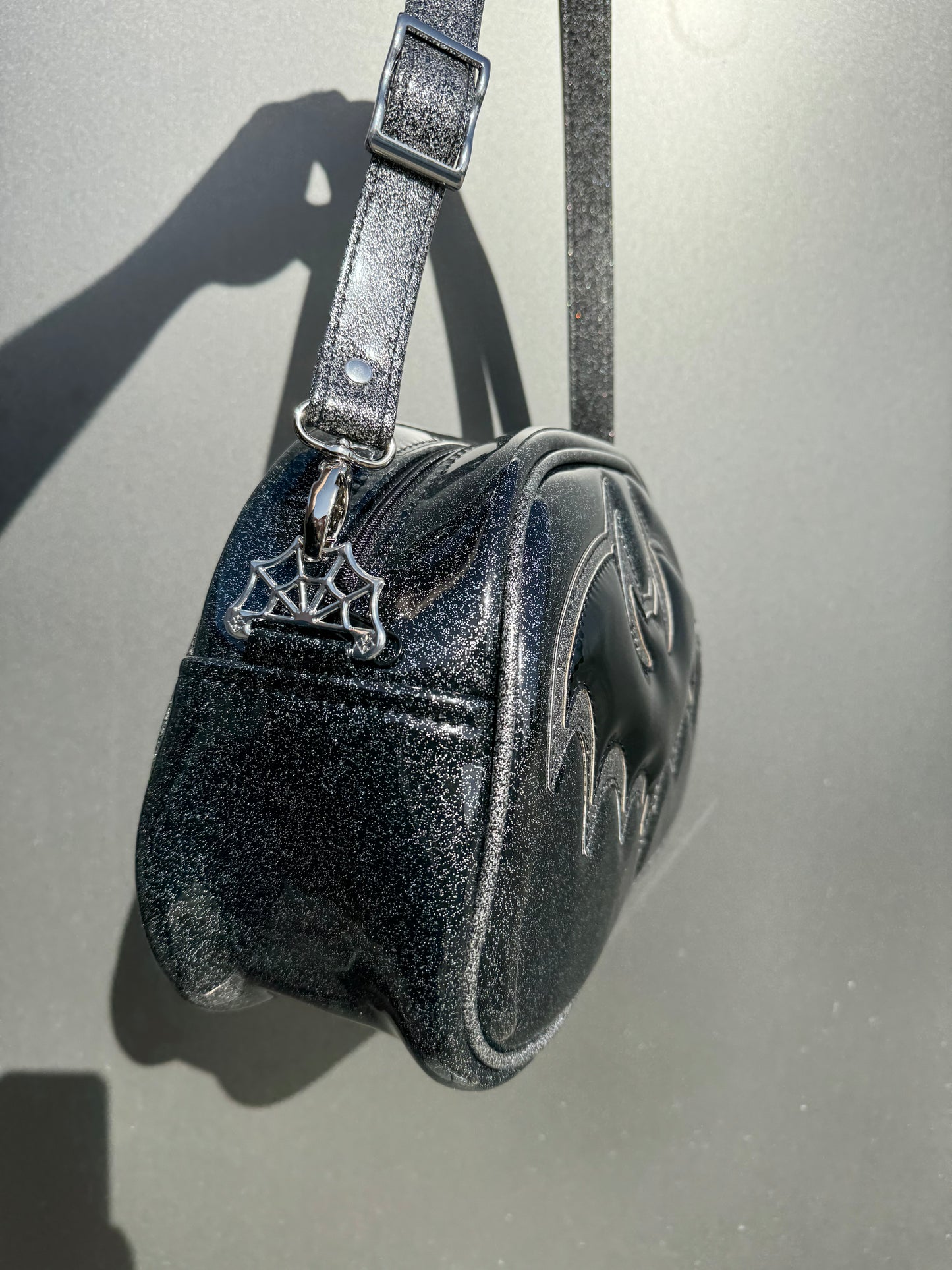 Bat Moxie - Extra Glitter Black & Dark Silver Glitter & Black Chrome Bat