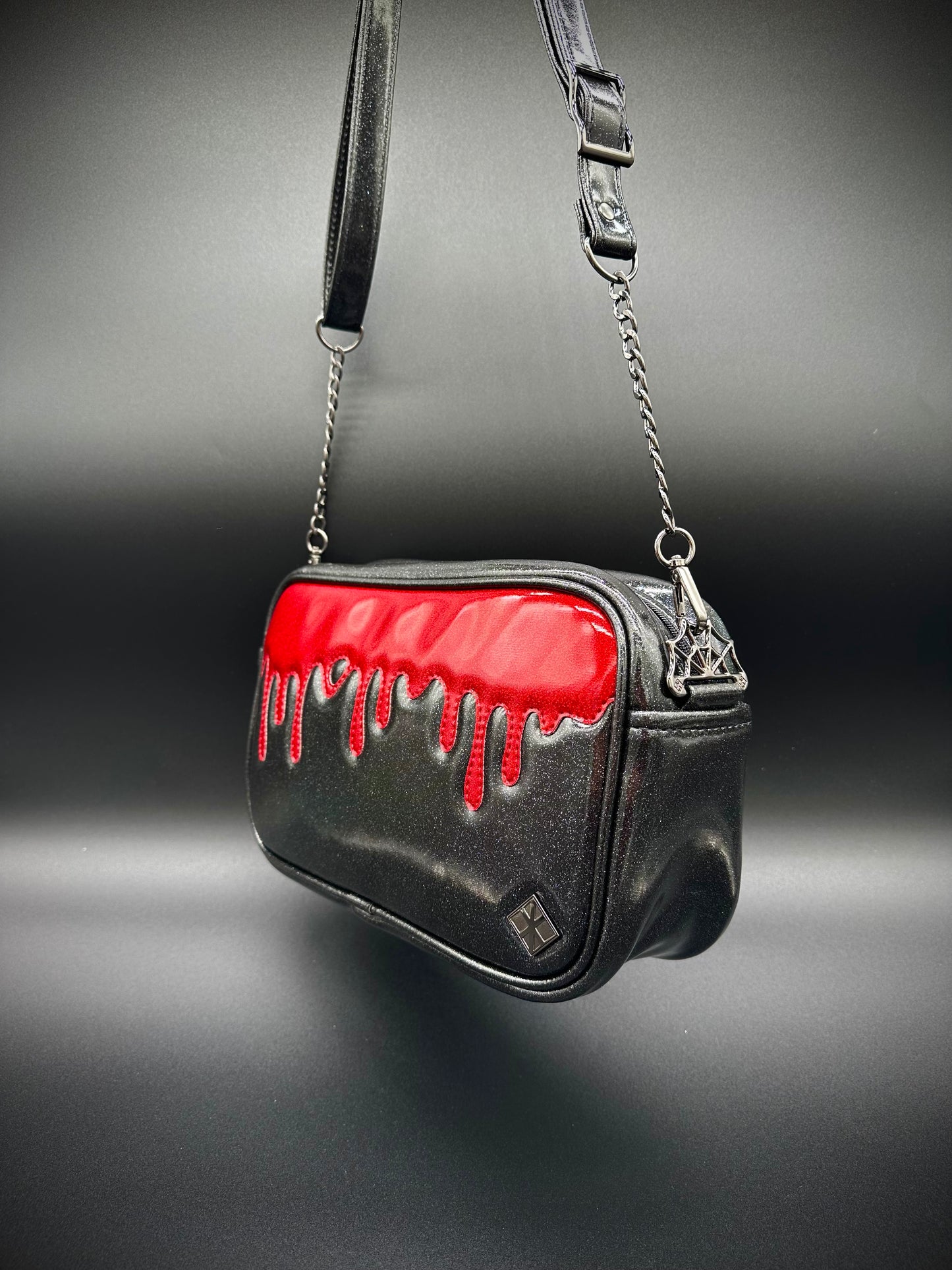 Blood Drip Mini Boxer - Black and Blood Red Glitter Vinyls