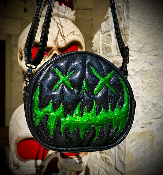 xX Eye BACKPACK/Crossbody - Black Glitter with Green Holo Glitter *PRE-ORDER