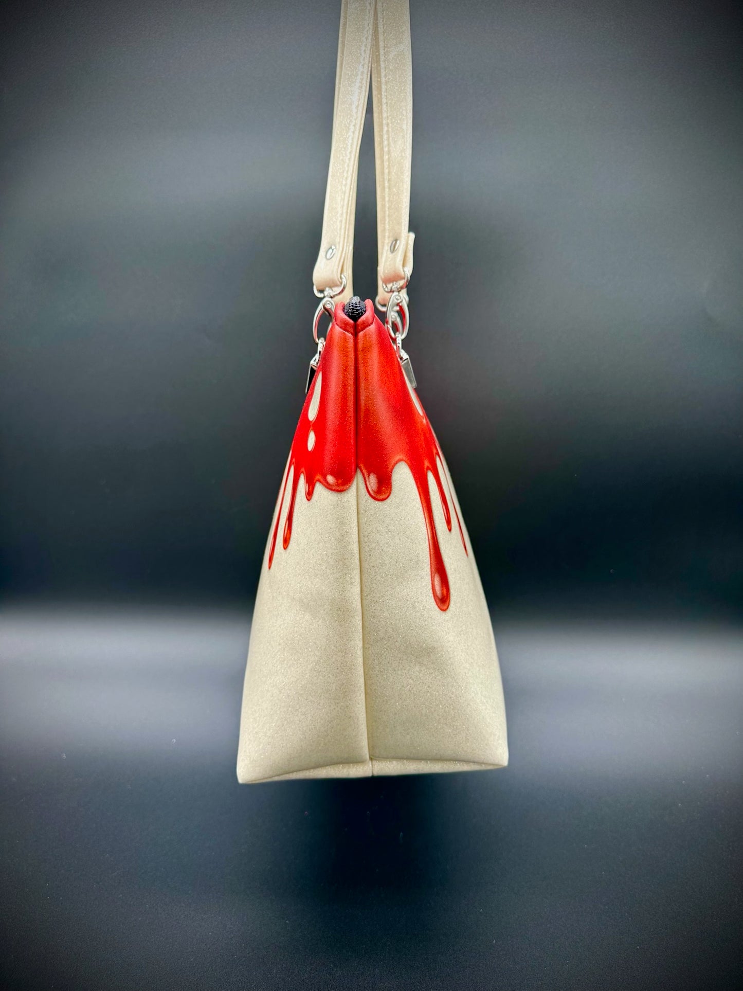 Tote - Blood Drip on White Glitter Vinyl