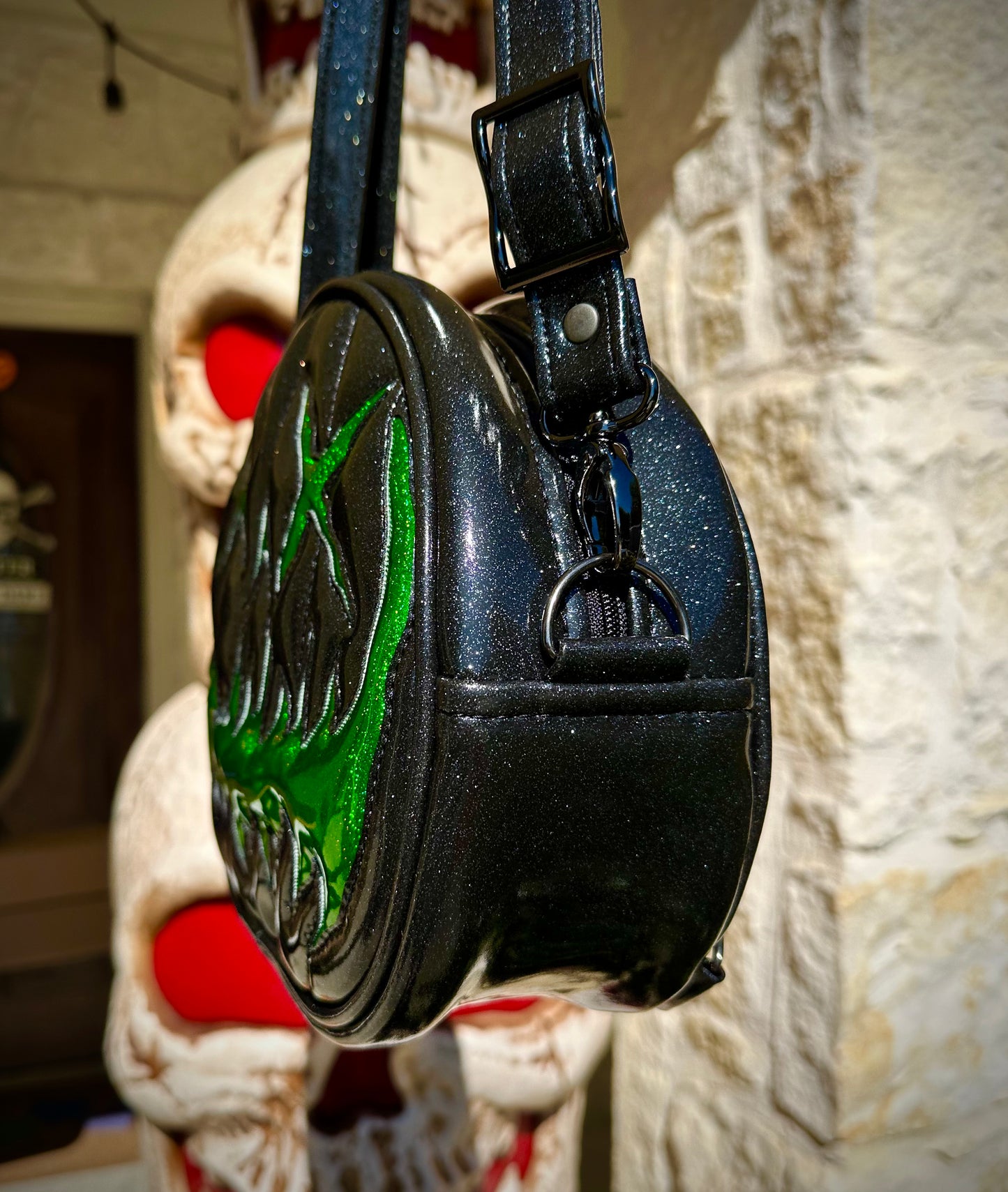 xX Eye BACKPACK/Crossbody - Black Glitter with Green Holo Glitter *PRE-ORDER