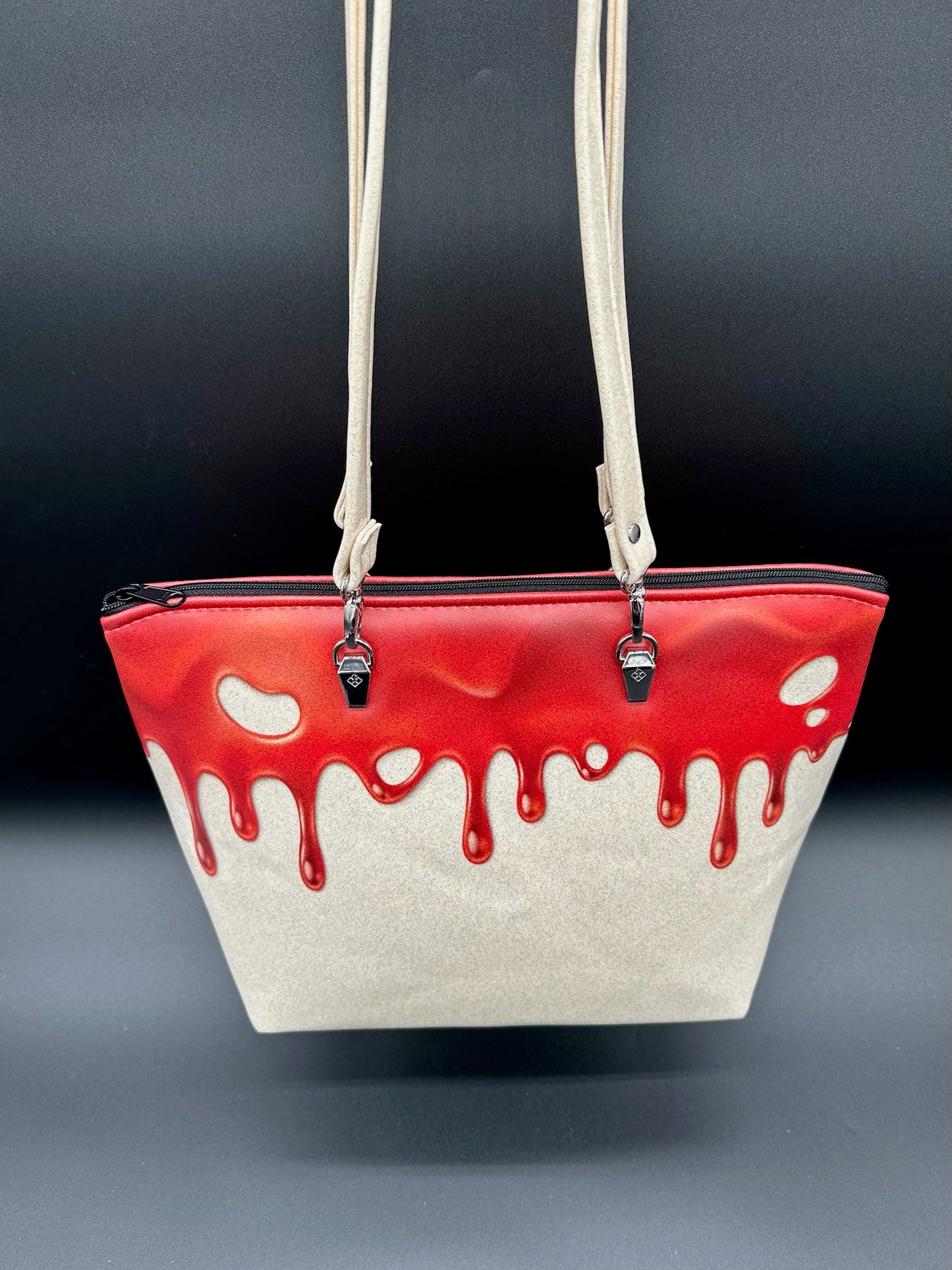Tote - Blood Drip on White Glitter Vinyl