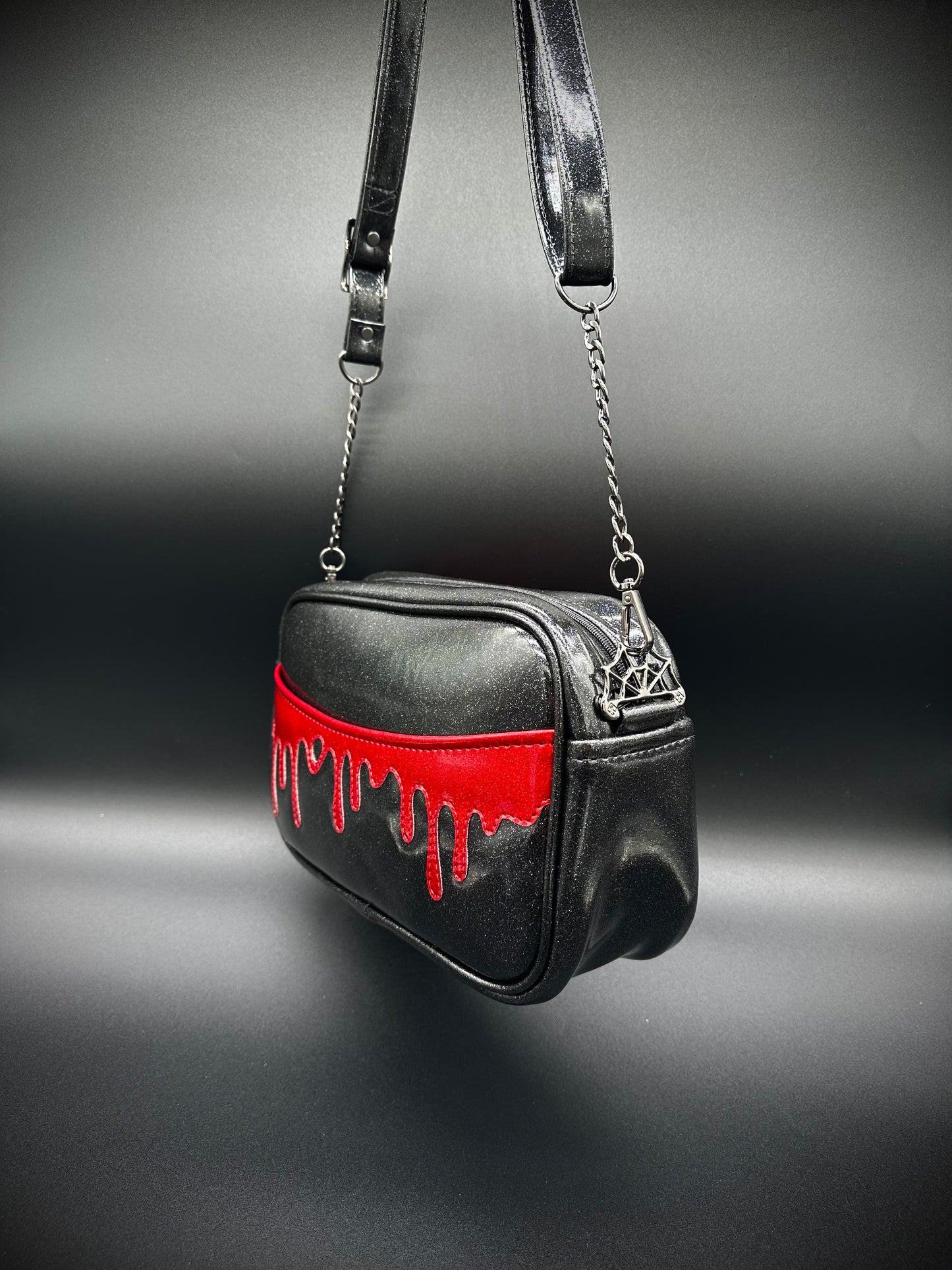 Blood Drip Mini Boxer - Black and Blood Red Glitter Vinyls