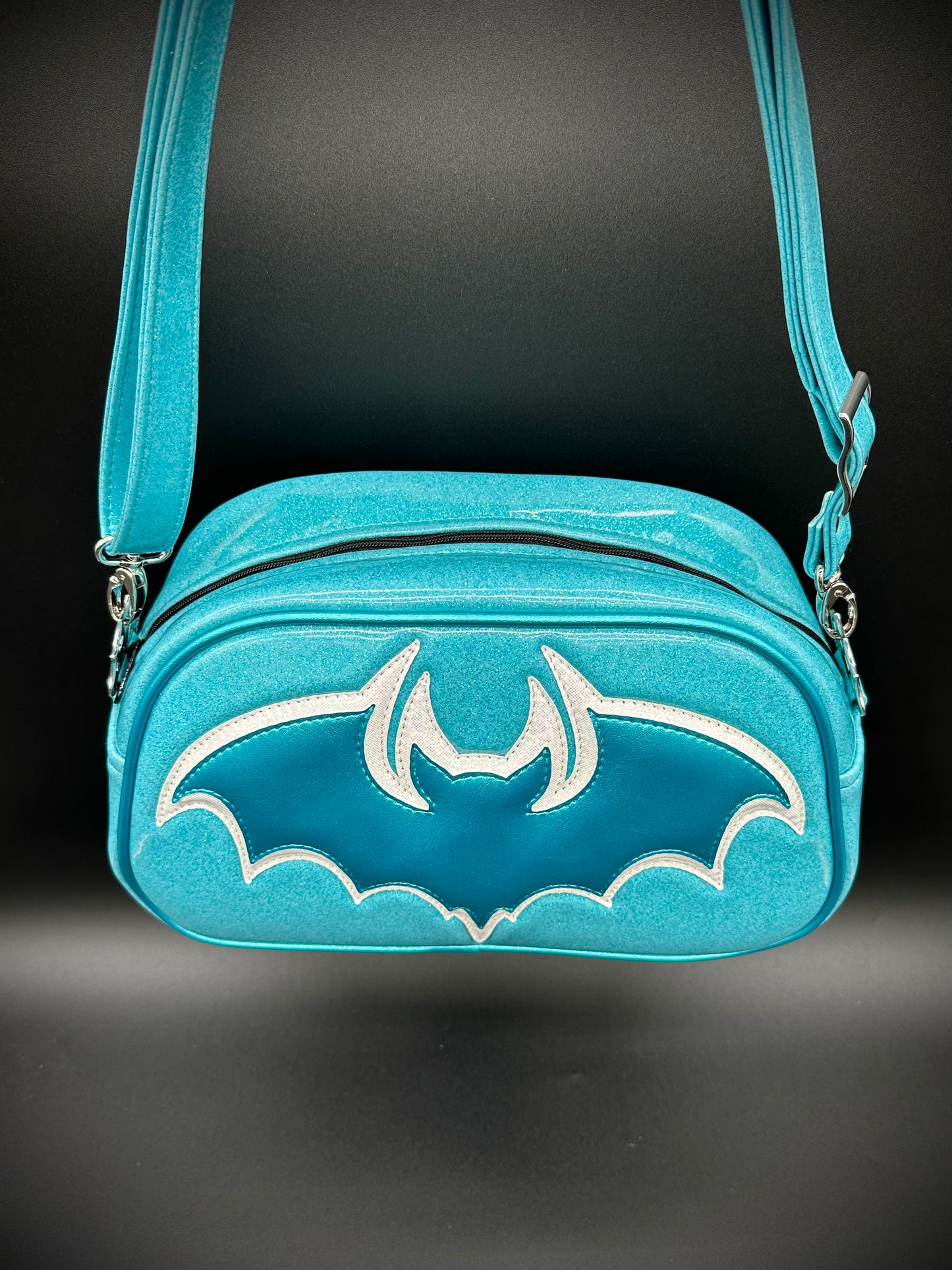 Bat Moxie - Sky Glitter Vinyl, Turquoise Pearl Vinyl, & White Fine Glitter Holo