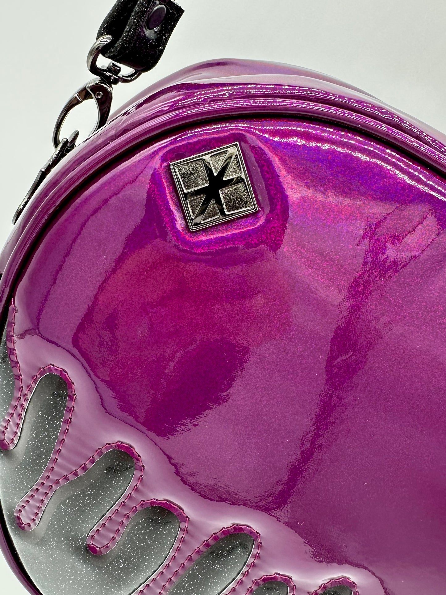 Poison Apple Bag - Black Glitter and Plum Fine Glitter Holo