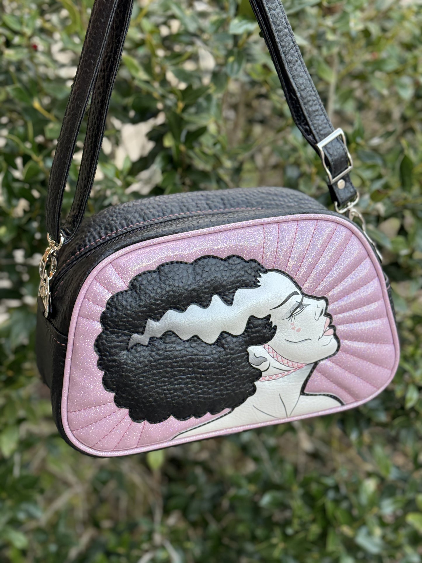 Valentine Bride Moxie - Pale Pink Glitter & Boca Black - Collab with Ally Cat