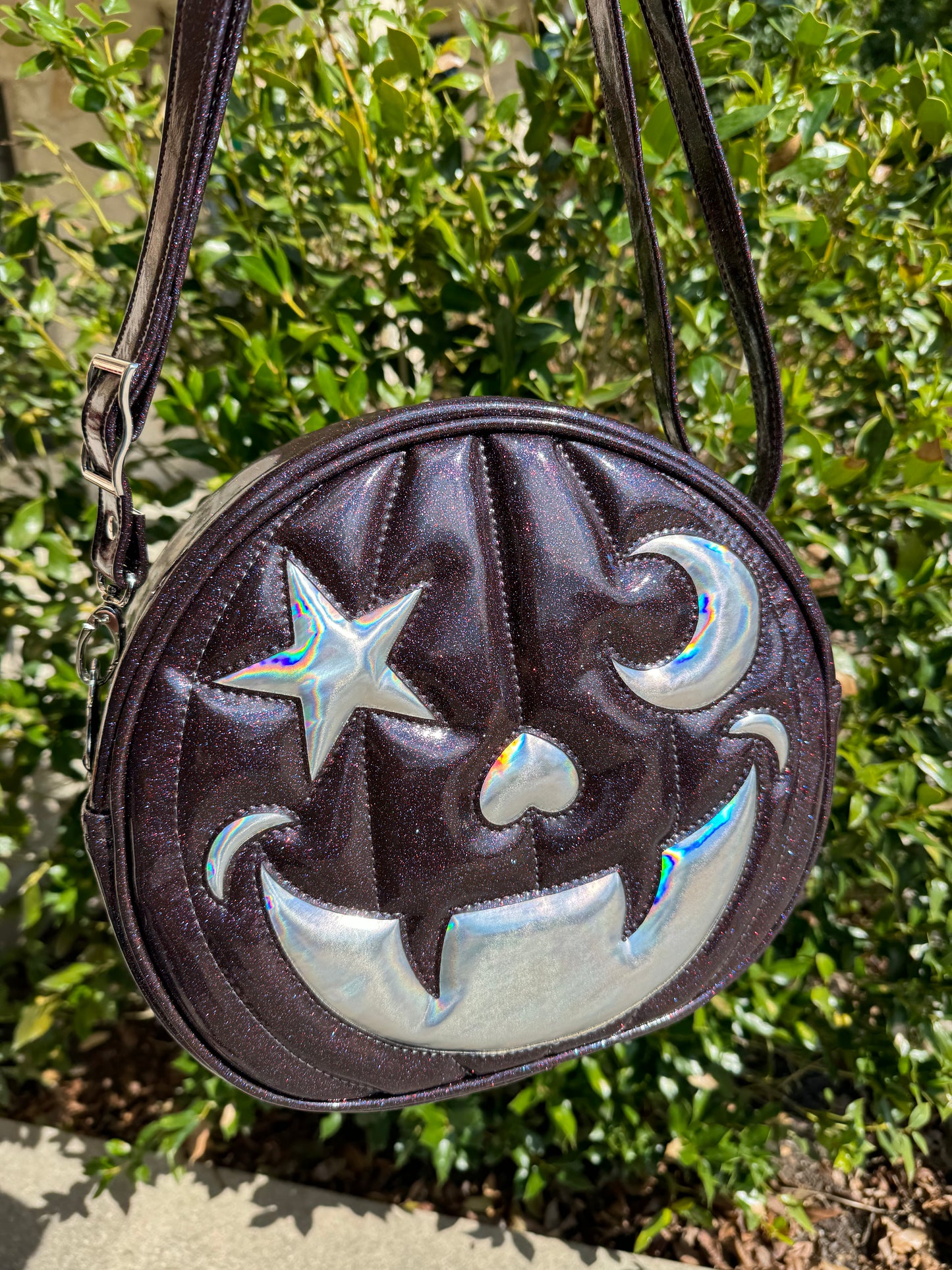 Purple Ion & Shattered Holo Starry Moon Backpack with Web Hardware *PRE-ORDER