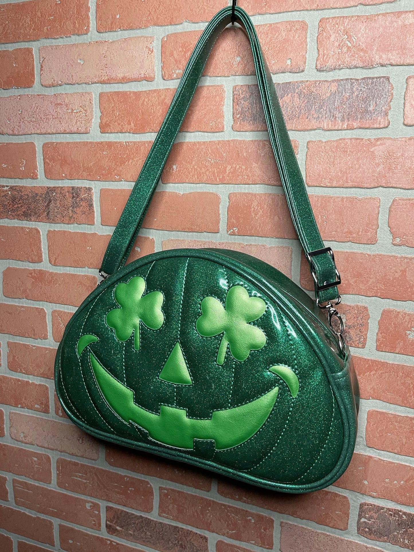 Green Glitter and Lime Pearl Shamrock Patty O'Lantern Bowler Bag *NOT AVAILABLE UNTIL MARCH 12, 2021 AT 7:30pm CST*