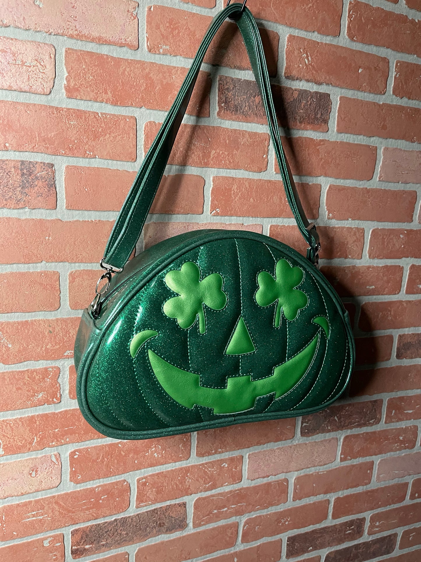Green Glitter and Lime Pearl Shamrock Patty O'Lantern Bowler Bag *NOT AVAILABLE UNTIL MARCH 12, 2021 AT 7:30pm CST*