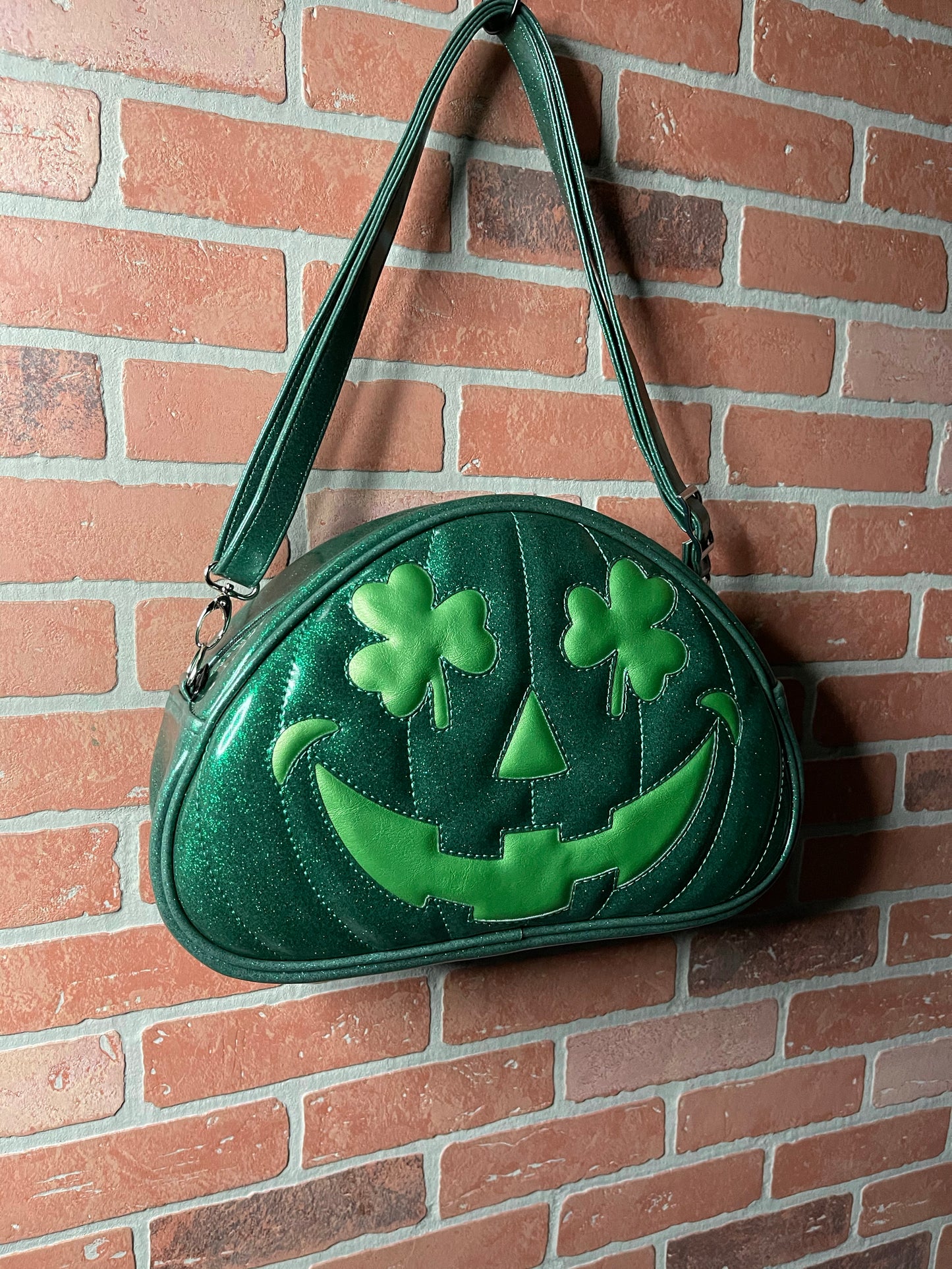 Green Glitter and Lime Pearl Shamrock Patty O'Lantern Bowler Bag *NOT AVAILABLE UNTIL MARCH 12, 2021 AT 7:30pm CST*