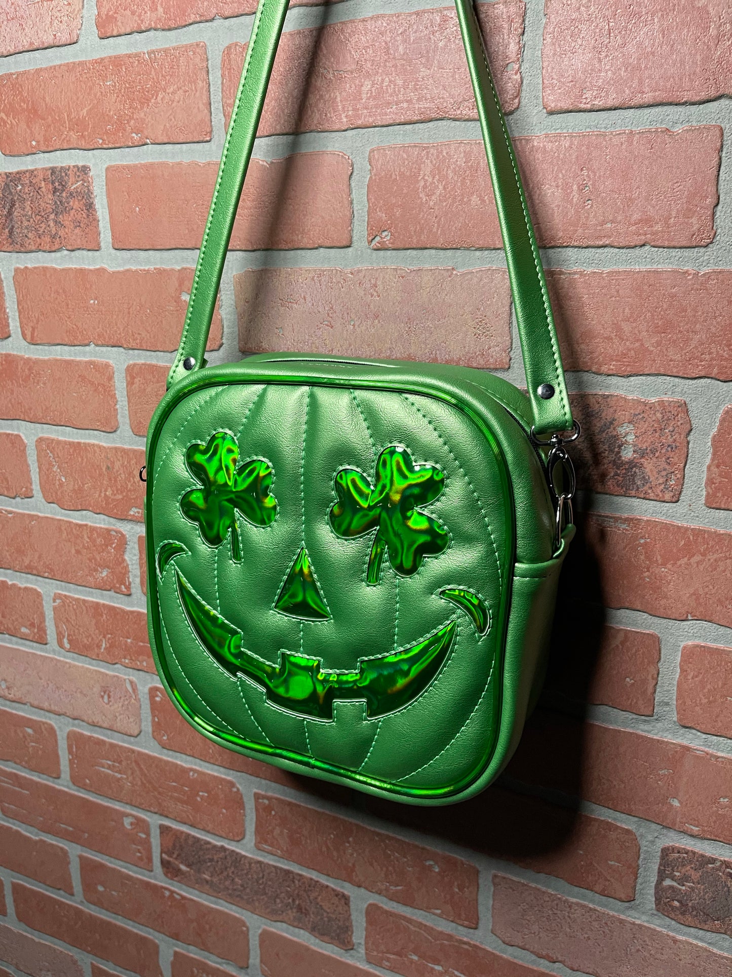 Lime Pearl and Green Holo Shamrock Patty O'Lantern Mini Square Bag *NOT AVAILABLE UNTIL MARCH 12, 2021 AT 7:30pm CST*