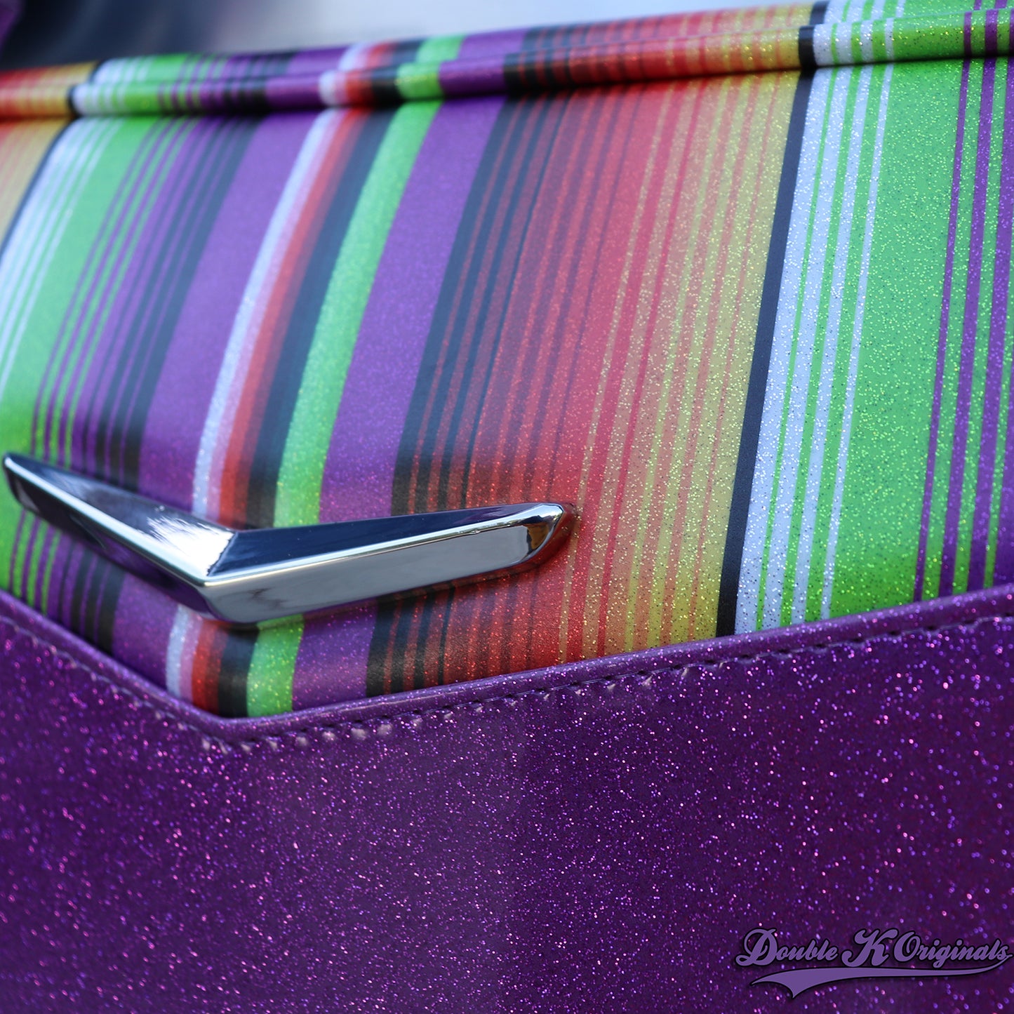 Purple Mini Boxer Bag with wrap around Serape Stripes **Pre-Order