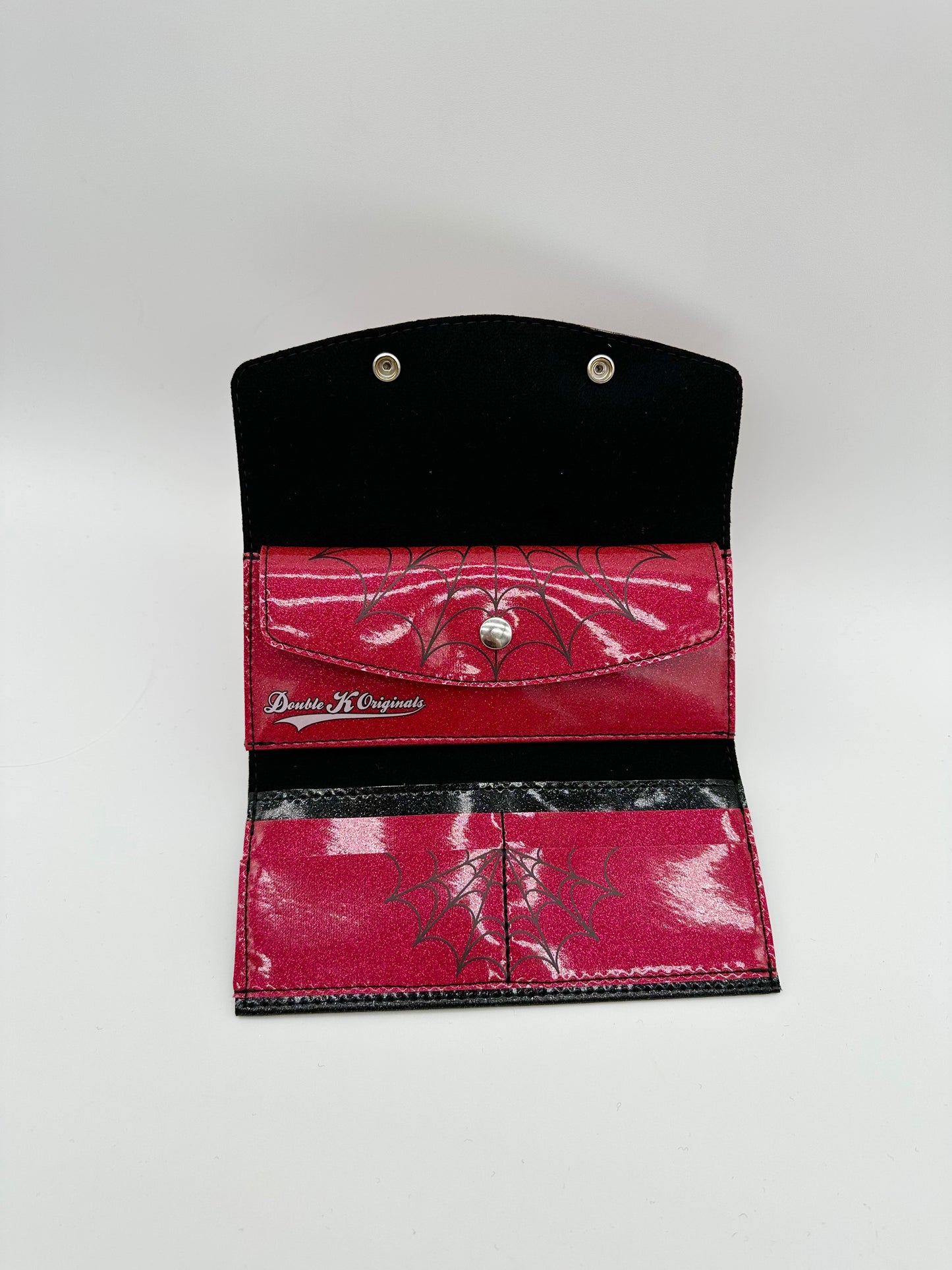 Web Doublewide Wallet - 2 Tone, Fuchsia and Black Glitter Vinyl