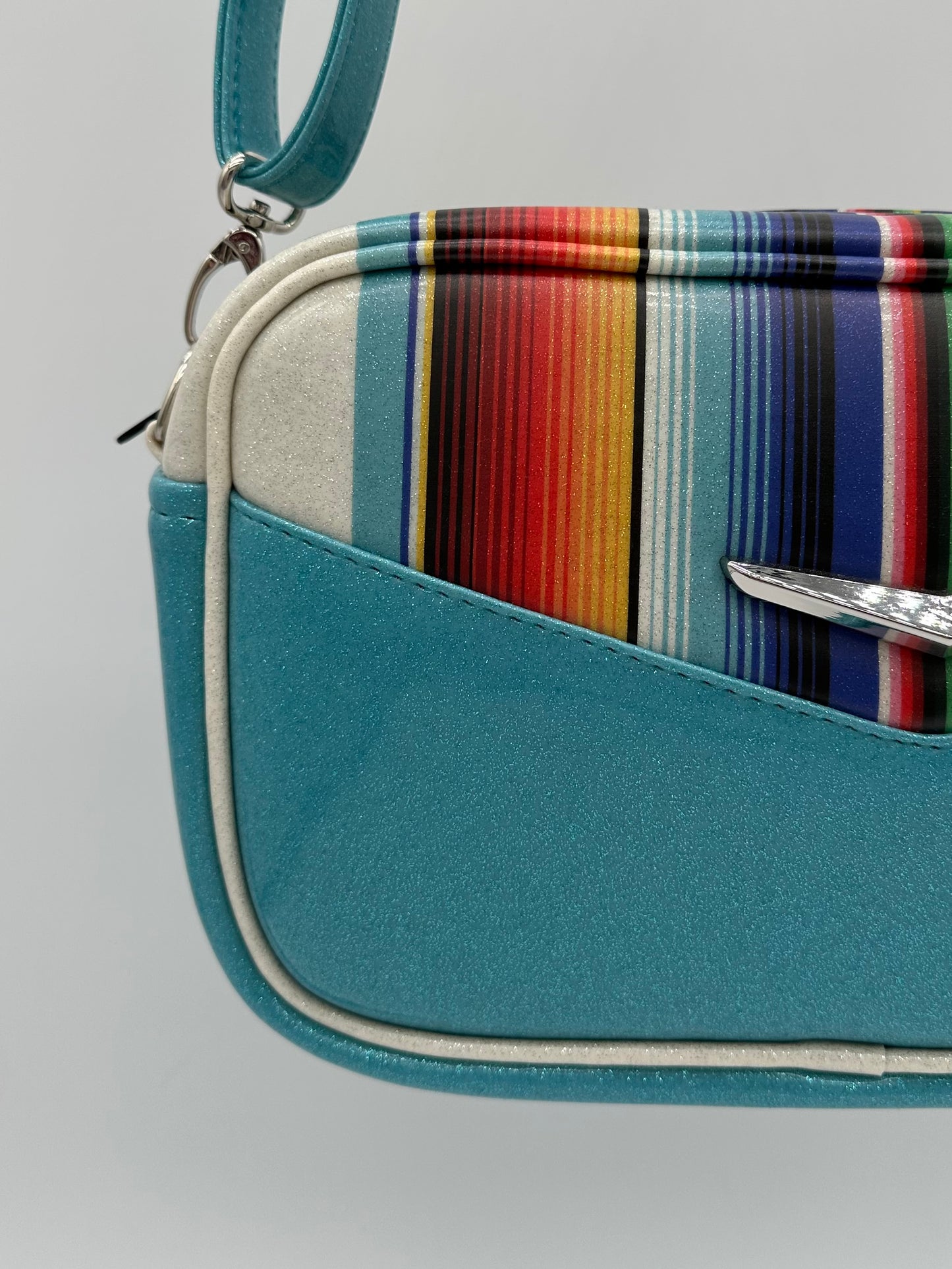 Mini Boxer - Sky Blue with Wrap Around Serape Stripes