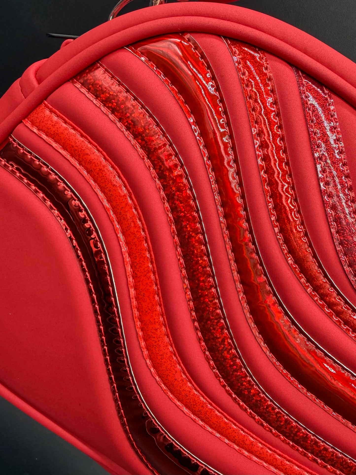 Moxie - Repeating Waves - Matte Red Microsuede