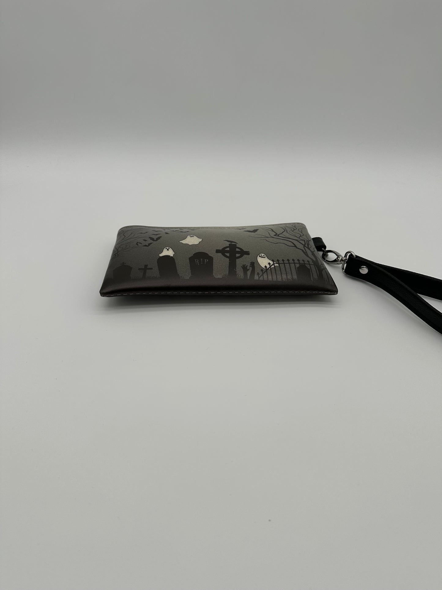 Graveyard Wristlet - Black on White Glitter