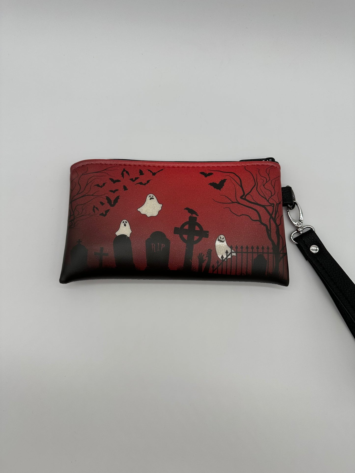 Graveyard Wristlet - Red on White Glitter