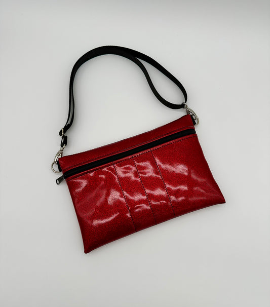 Hip Pack - Blood Red Glitter Vinyl With 3 Center Pleats