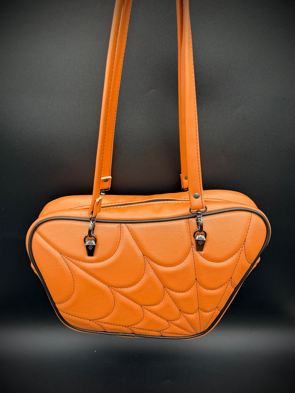 Mid Atomic - Orange Pearl with Black Spiderweb Stitching