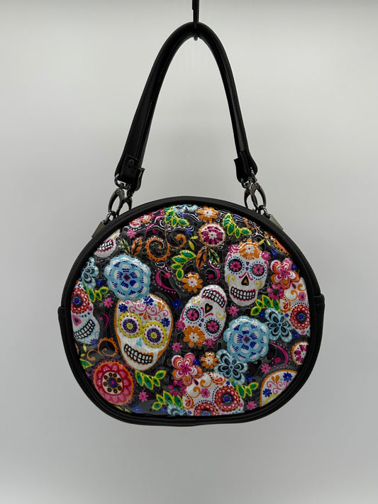 Colorful Skull Fabric & Black Symphony - BACKPACK & TOP CARRY ONLY