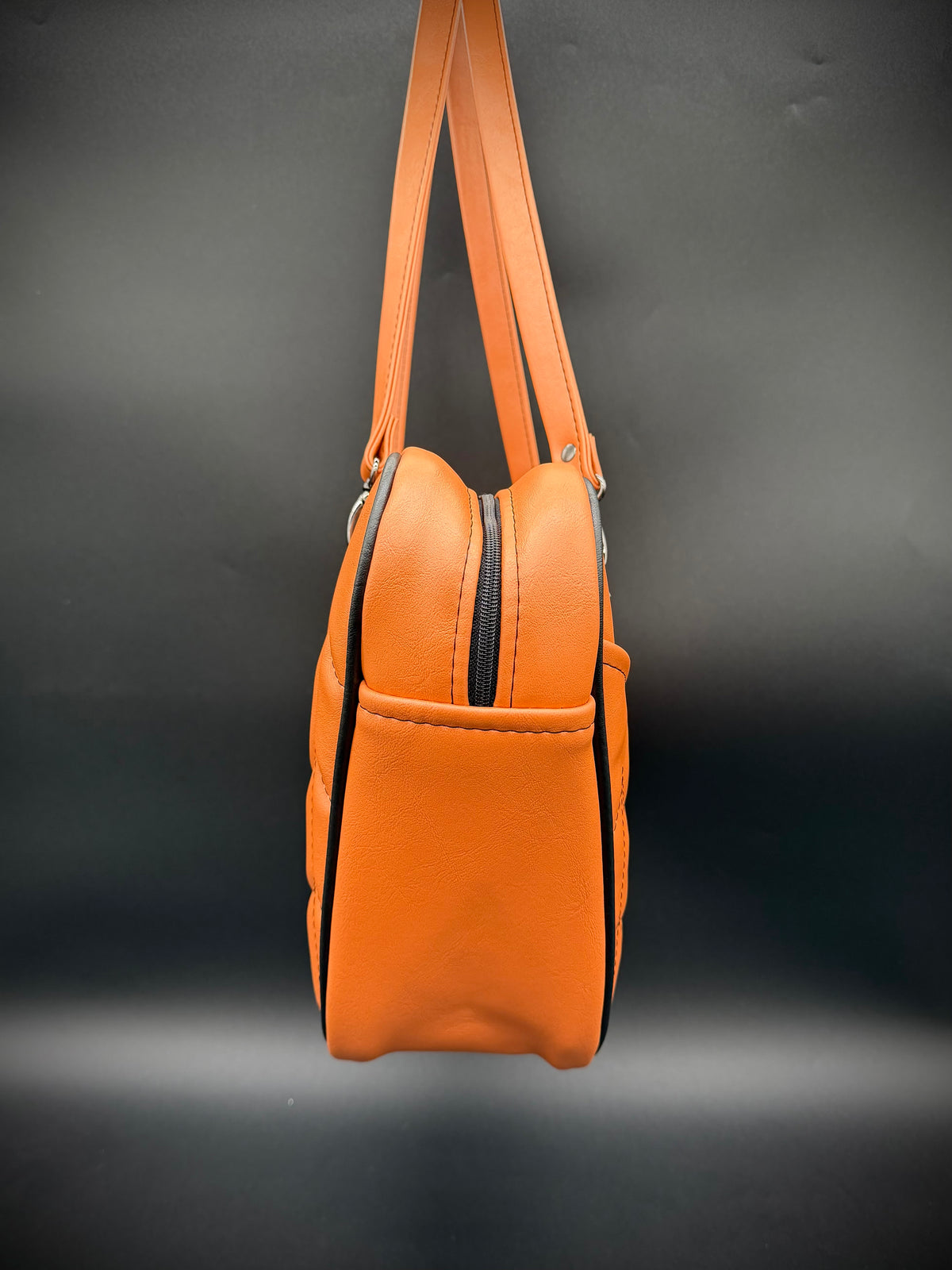 Mid Atomic - Orange Pearl with Black Spiderweb Stitching