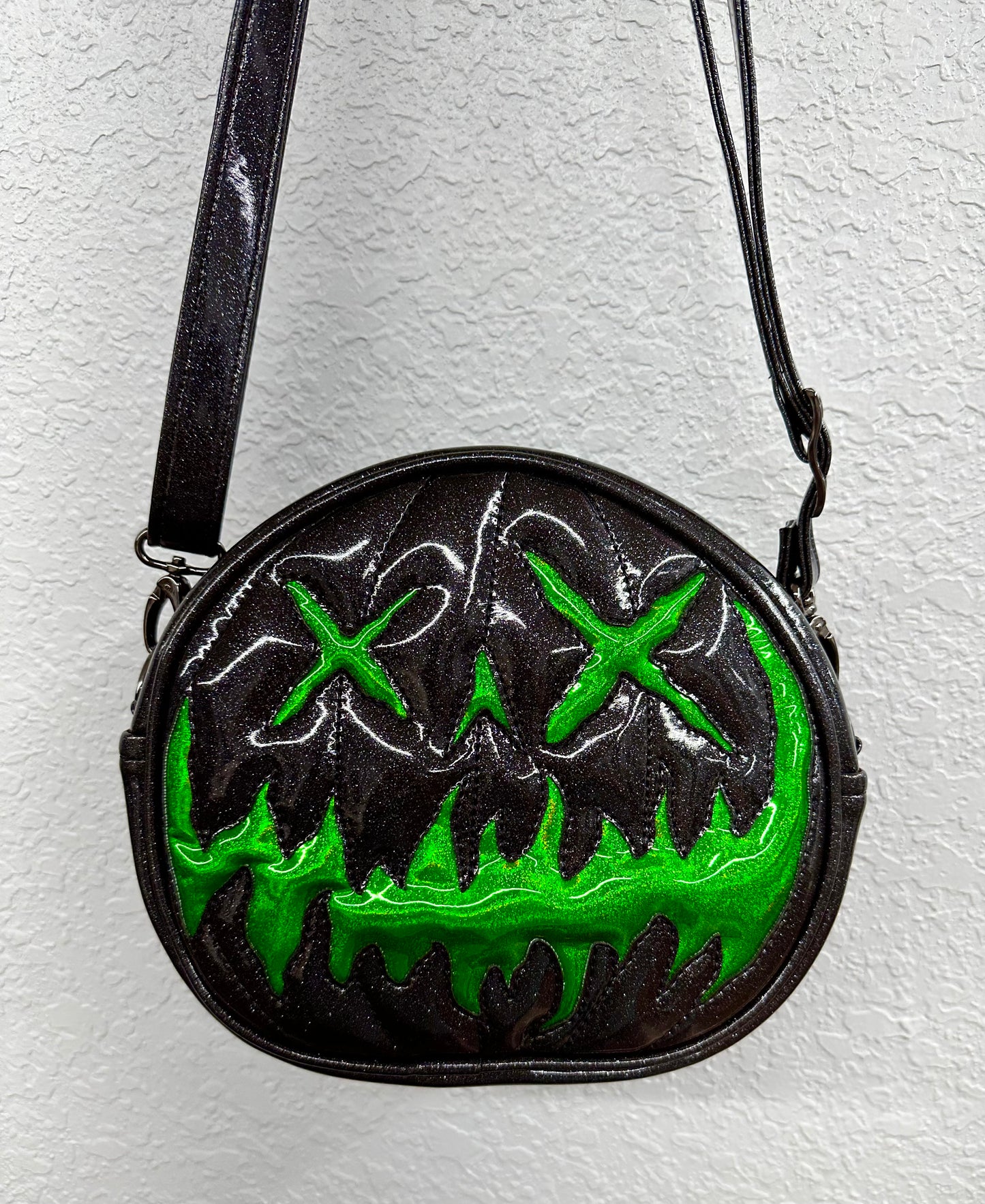 xX Eye BACKPACK/Crossbody - Black Glitter with Green Holo Glitter *PRE-ORDER