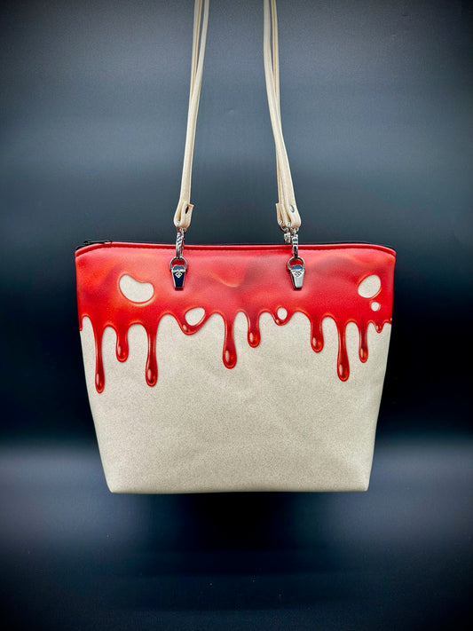 Tote - Blood Drip on White Glitter Vinyl