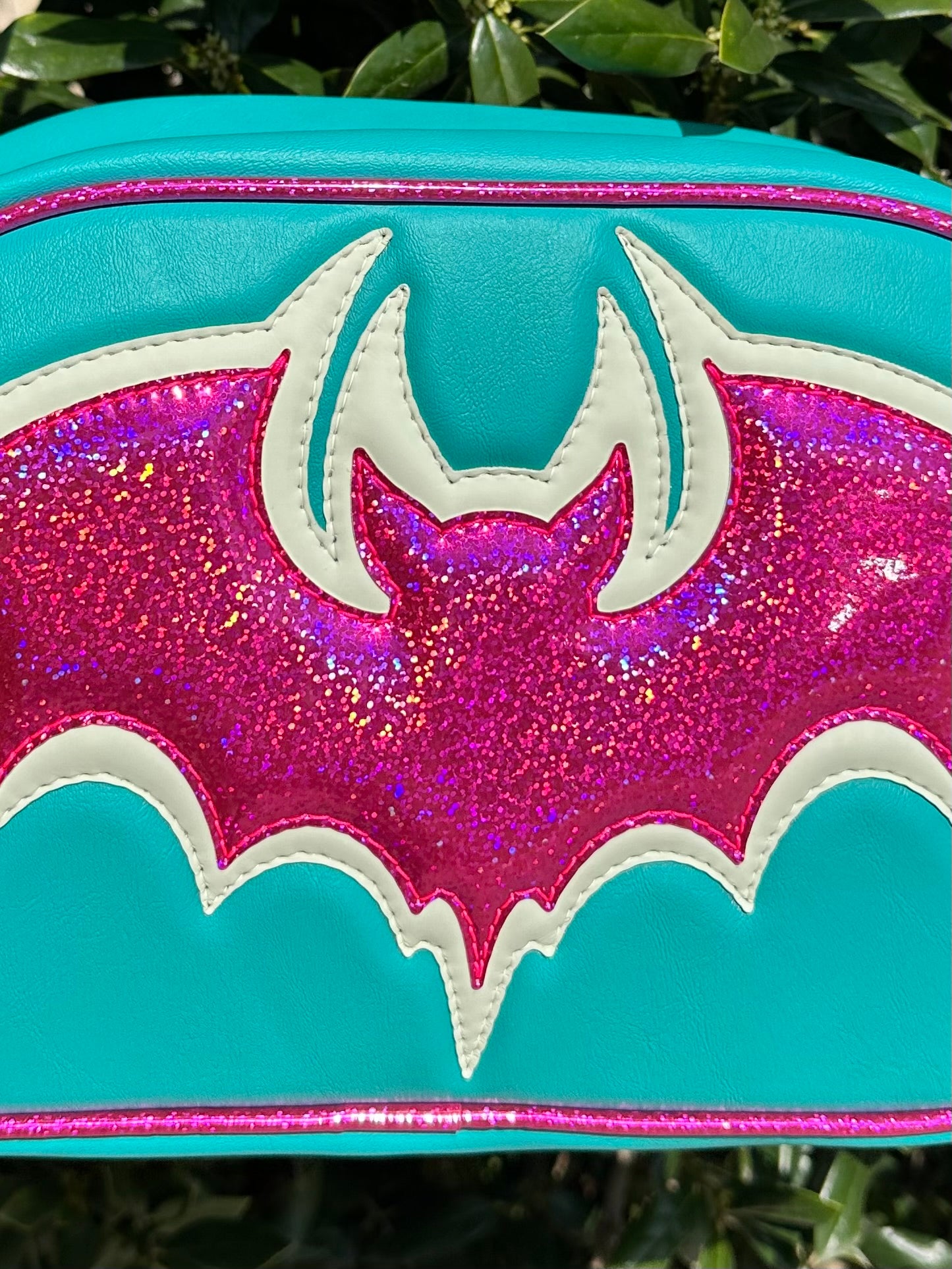 Bat Moxie - Matte Turquoise, Hot Pink Chunky Glitter Holo, Glow-in-the-Dark