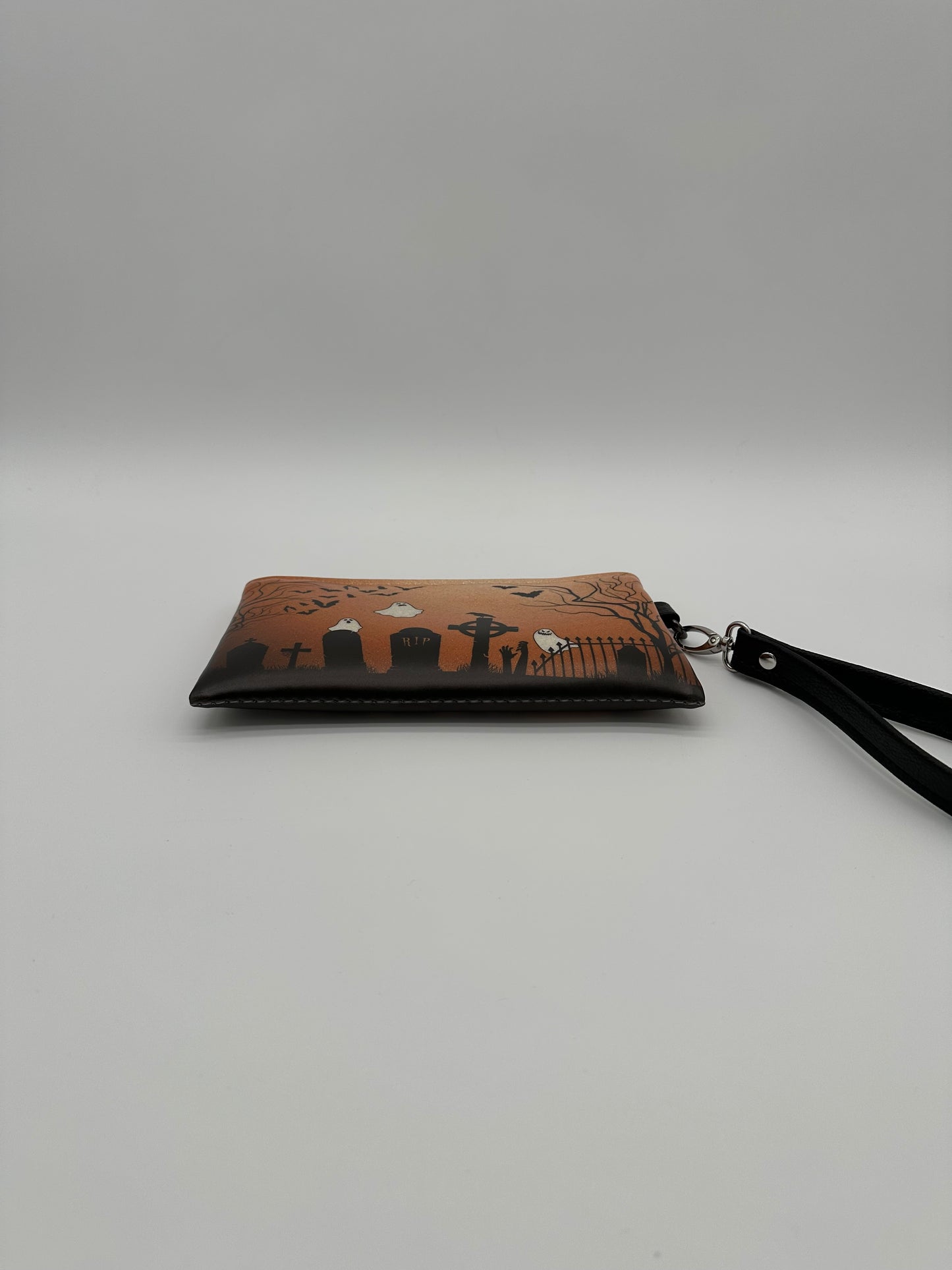 Graveyard Wristlet - Orange on White Glitter