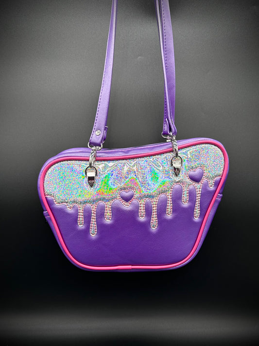 Valentine Blood Drip - Purple Pearl, Axiom Pink, & Silver Chunky Glitter Holographic Vinyl