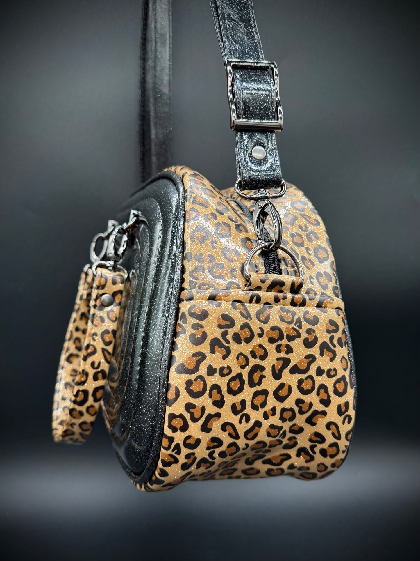 Moxie - Black Glitter & UV Printed Leopard