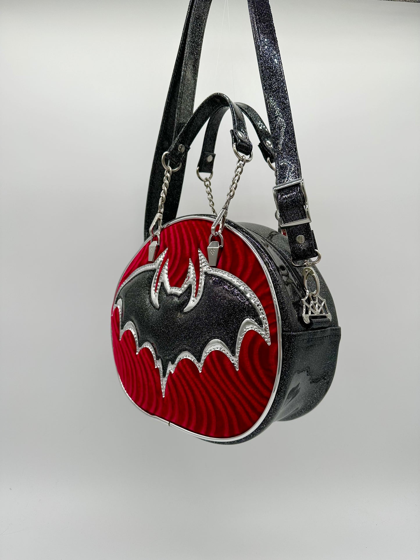 Bat Mid Cruiser - Black Extra Glitter, Red Swirl Velvet, Silver Chrome