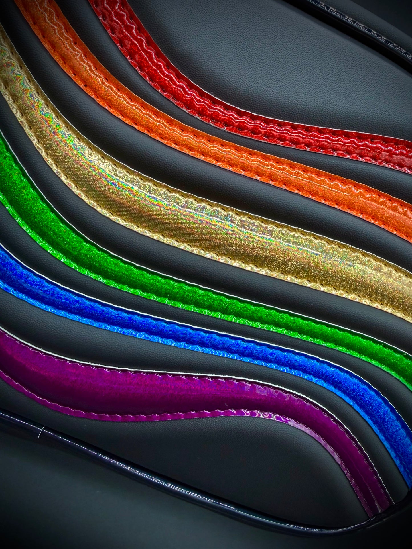 MINI Moxie - Abstract Rainbow Waves on Flat Black Vinyl