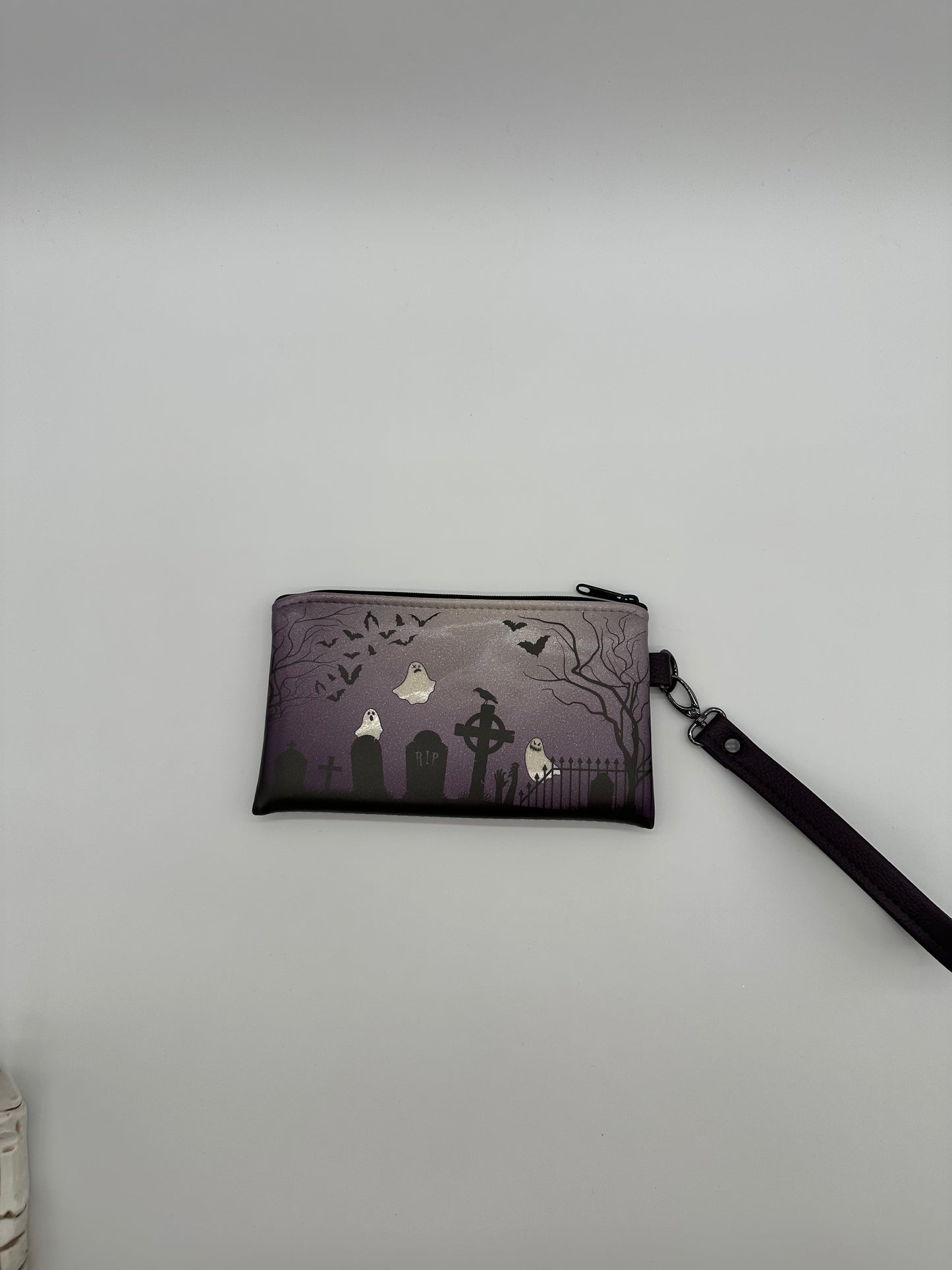 Graveyard Wristlet - Plum on White Glitter