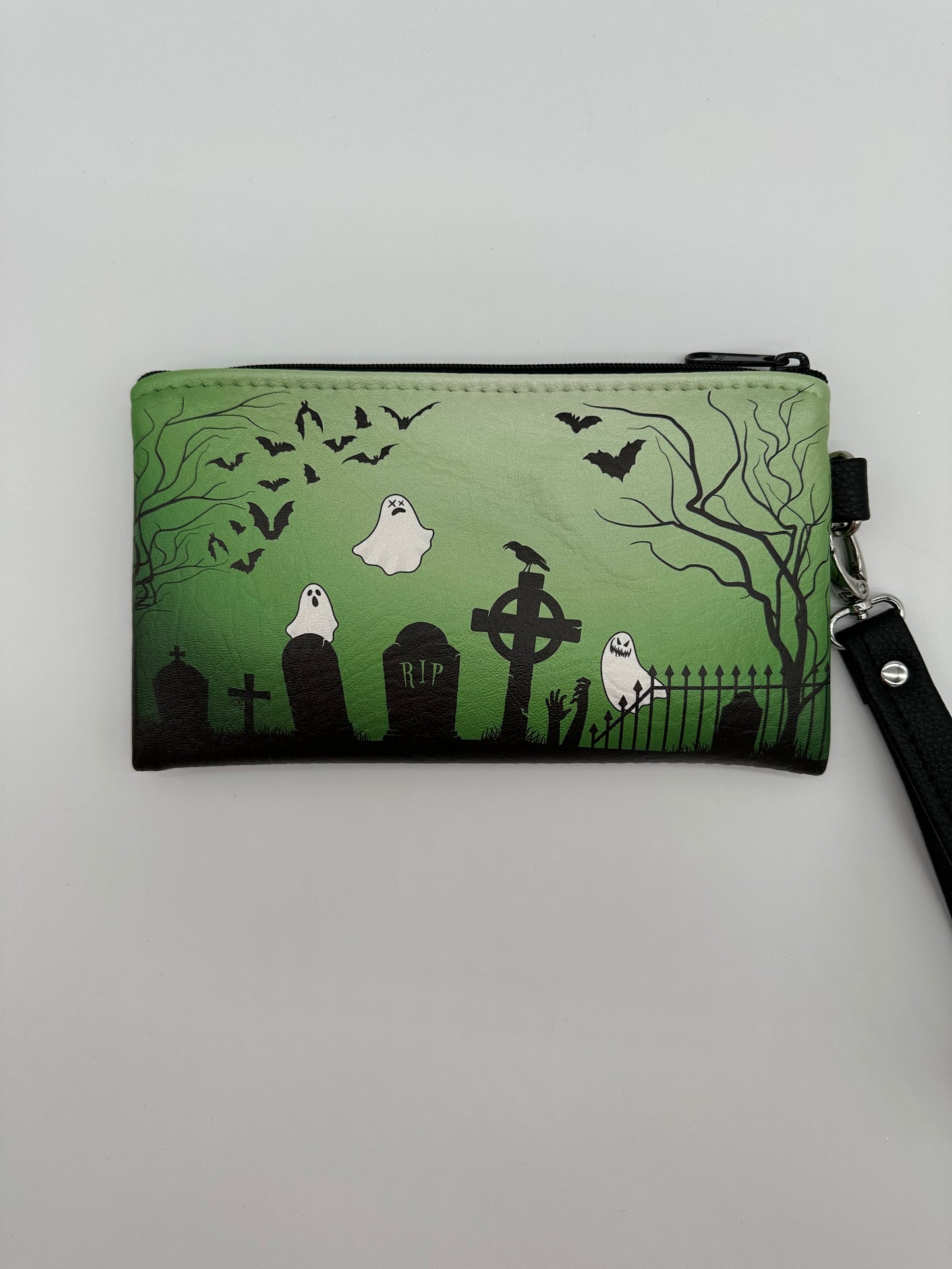 Graveyard Wristlet - Green on White Pearl