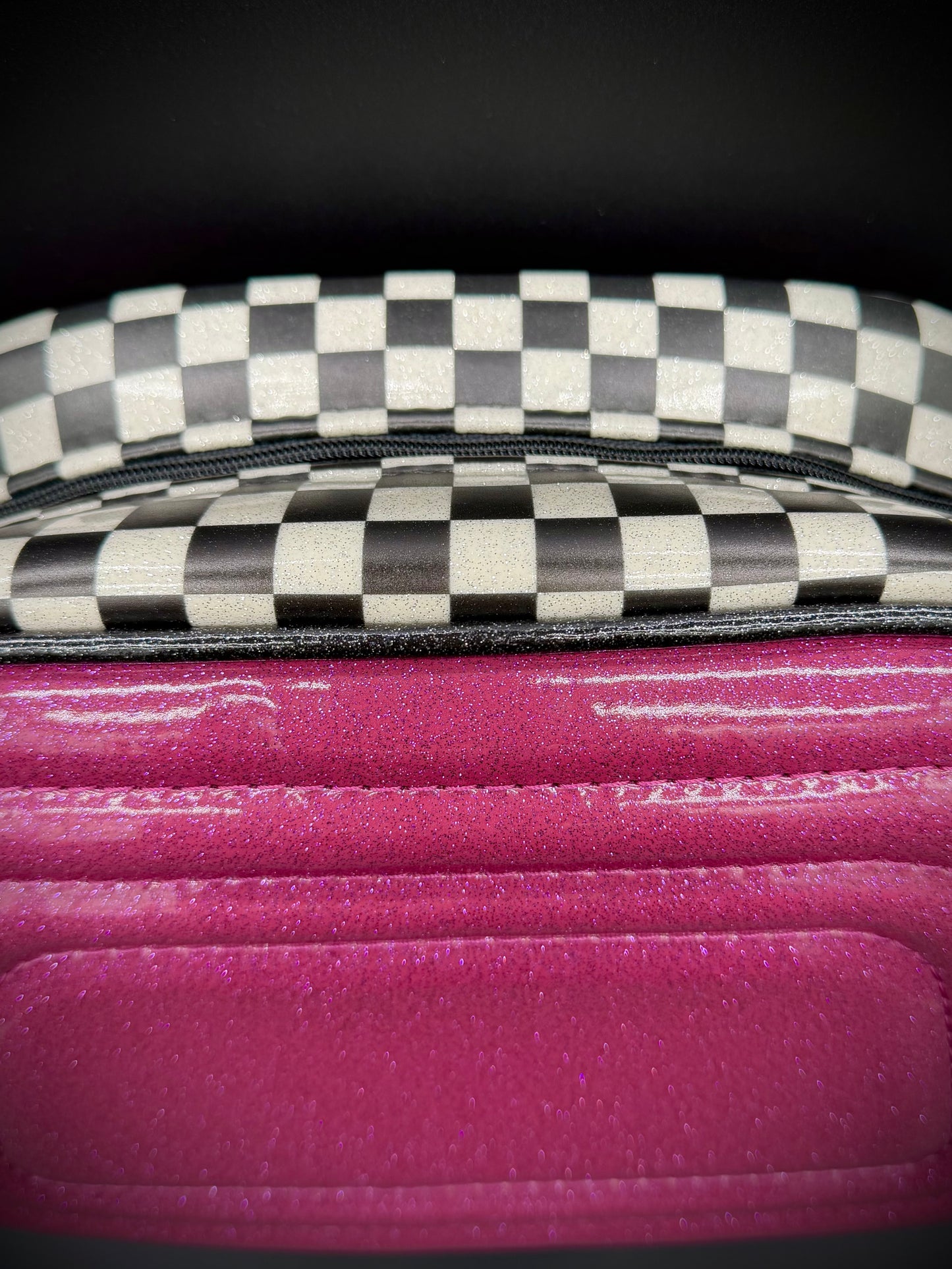 Moxie - Orchid Glitter & UV Printed Checkers