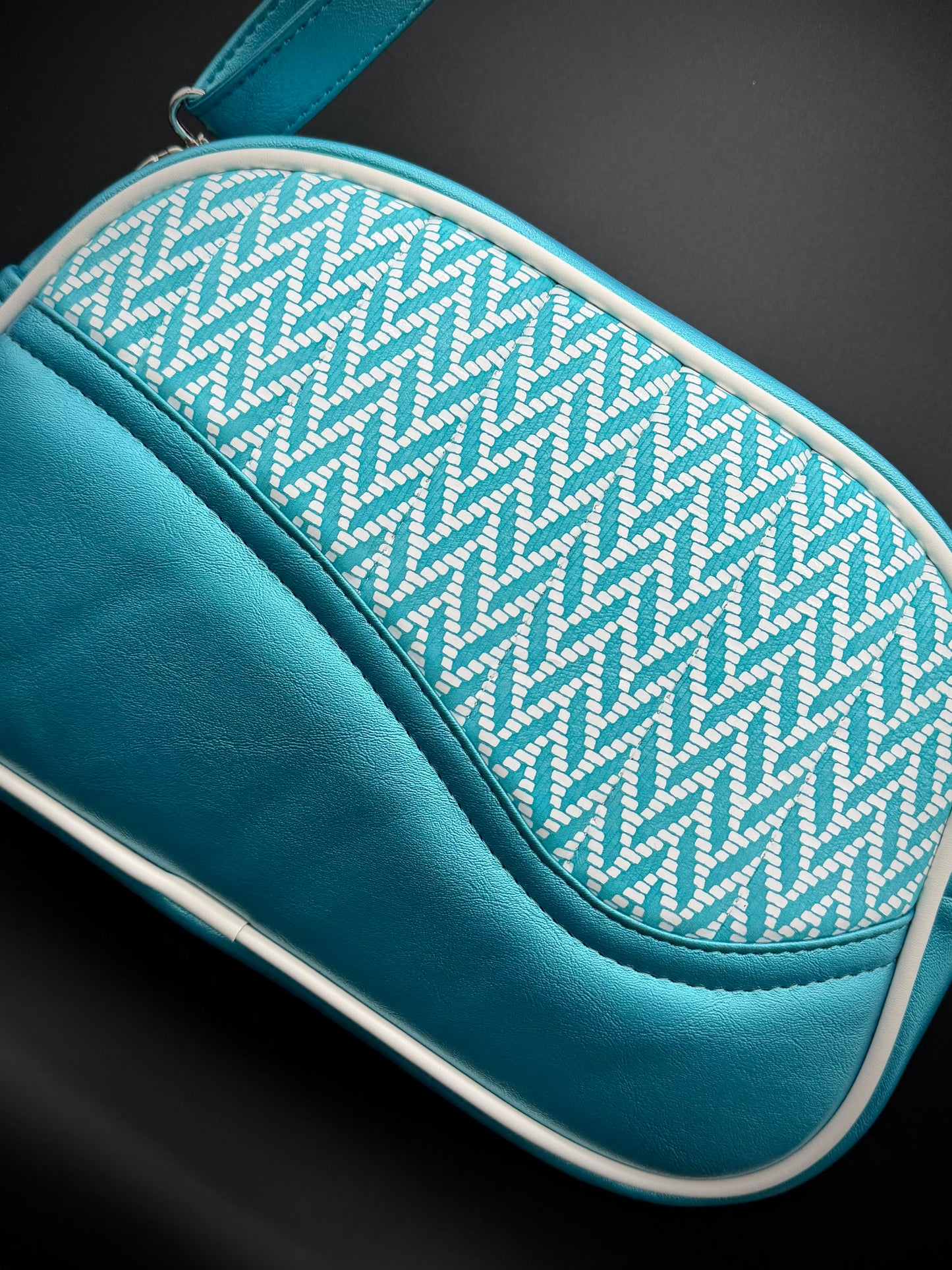 Moxie - Printed LEATHER and Turquoise Pearl Vinyl
